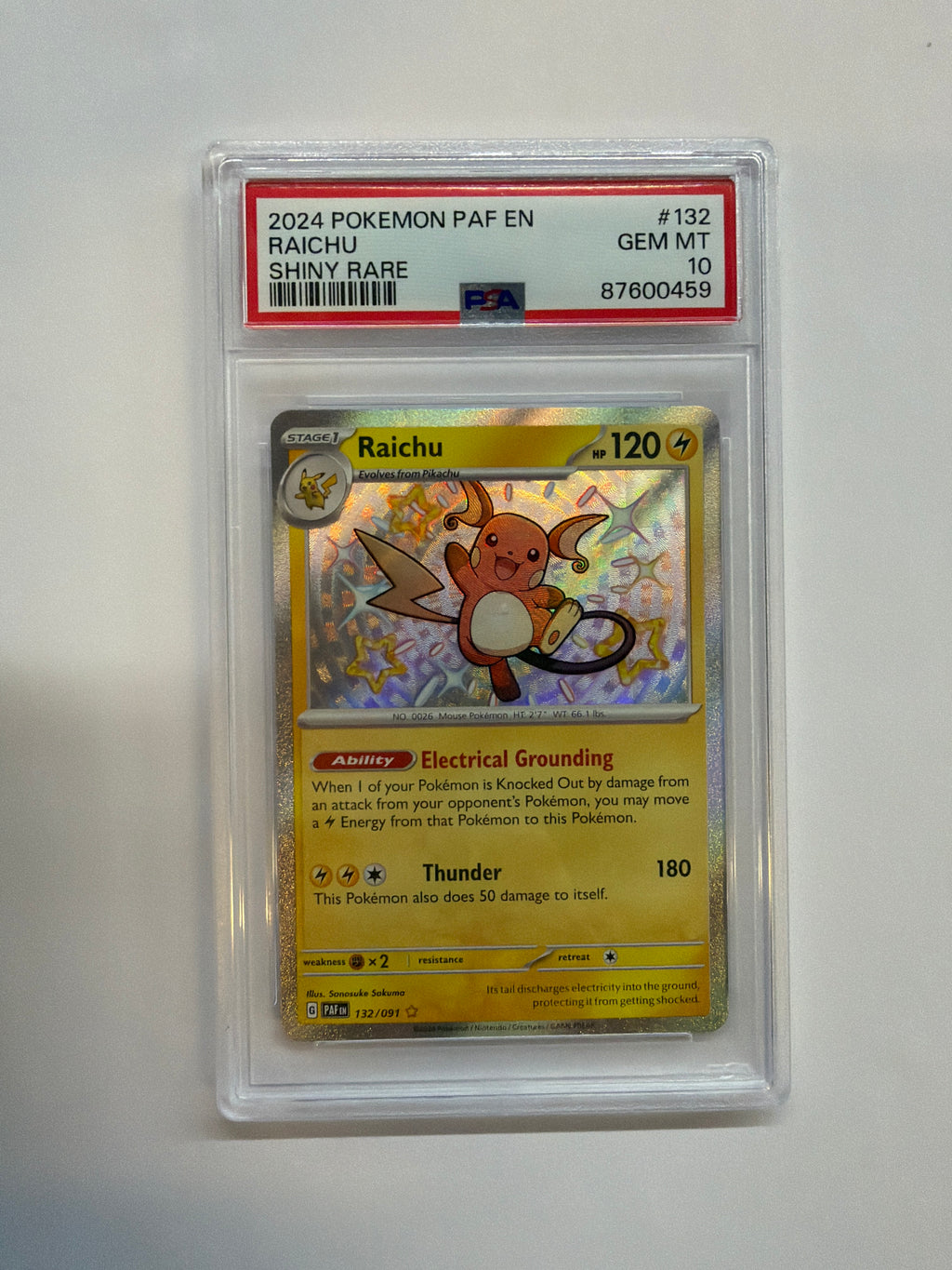 2024 Pokemon Paldean Fates Raichu 132 PSA 10