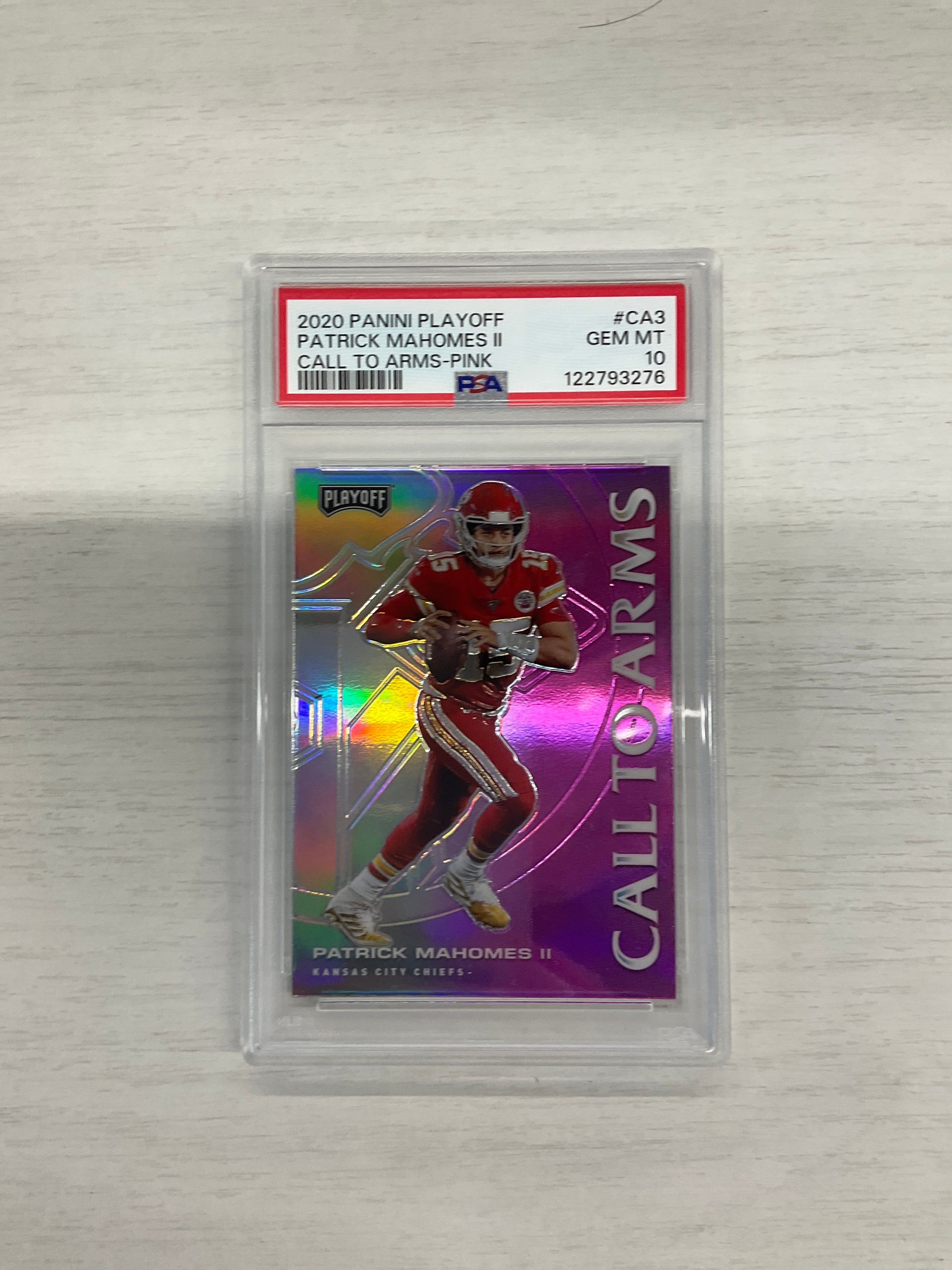 2020 Playoff Patrick Mahomes II Call To Arms Pink PSA 10