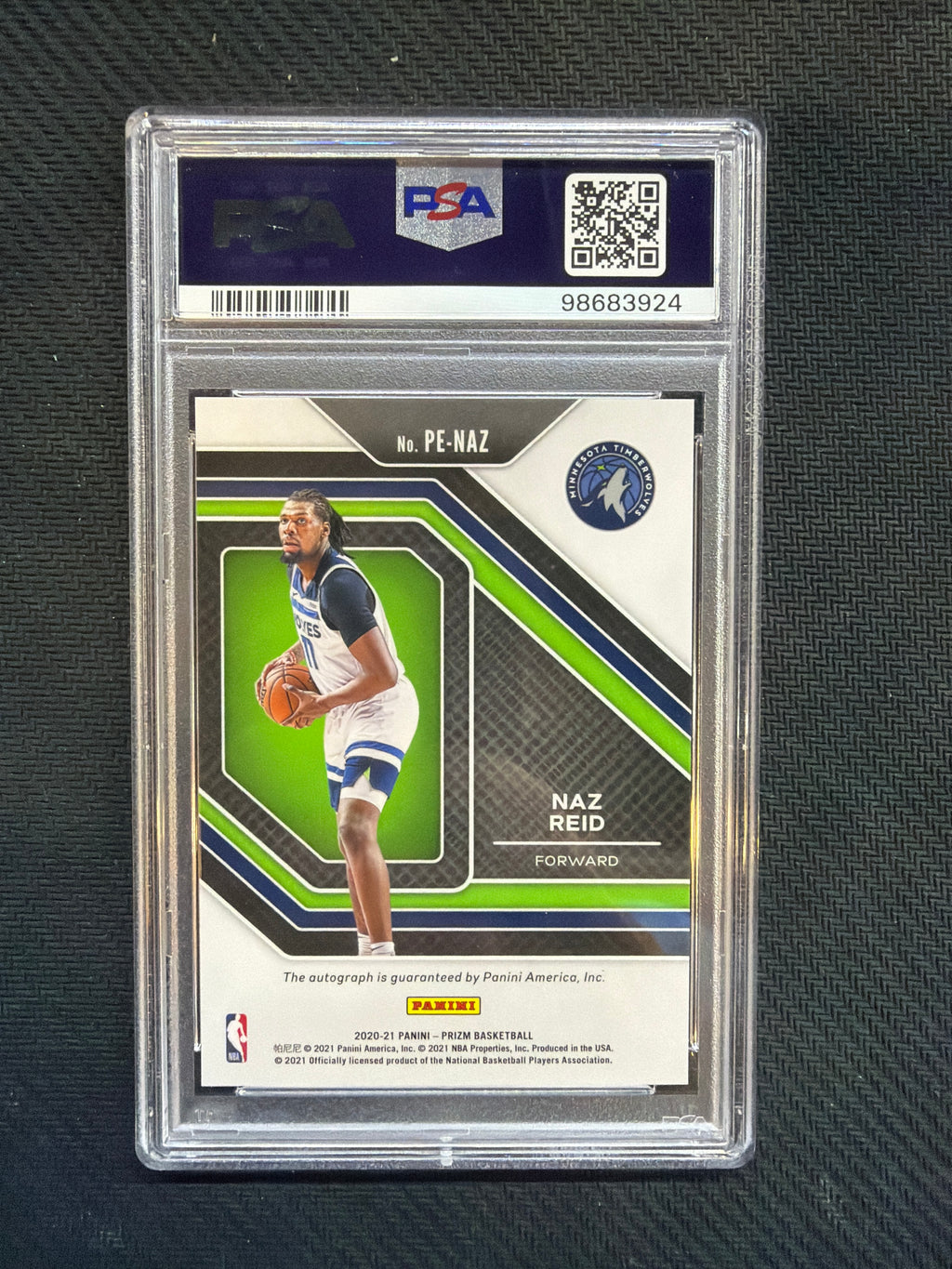 2020 Panini Prizm Naz Reid Penmanship PSA 9 Timberwolves