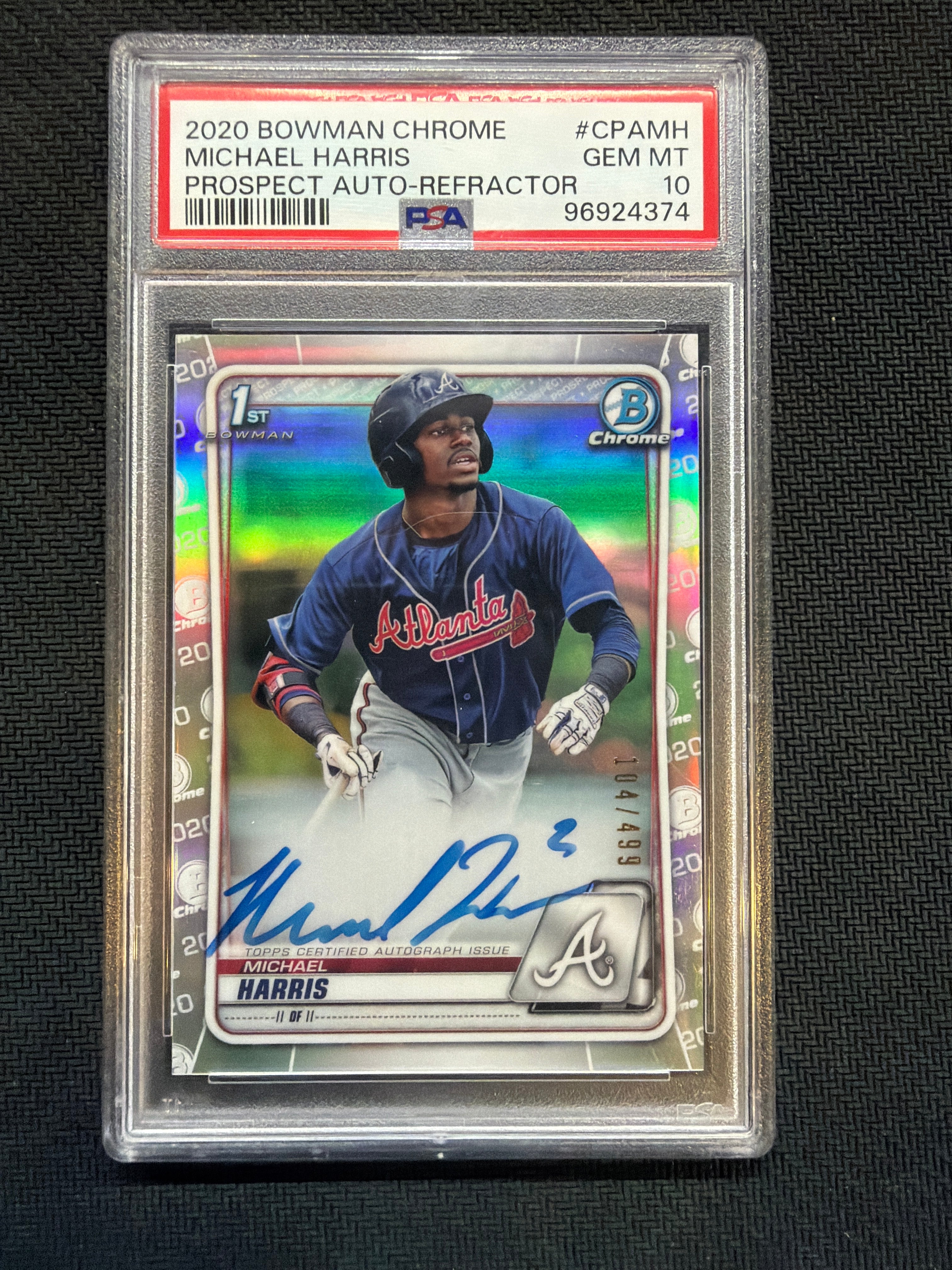 2020 Bowman Chrome Michael Harris Refractor Auto /499 PSA 10 Braves