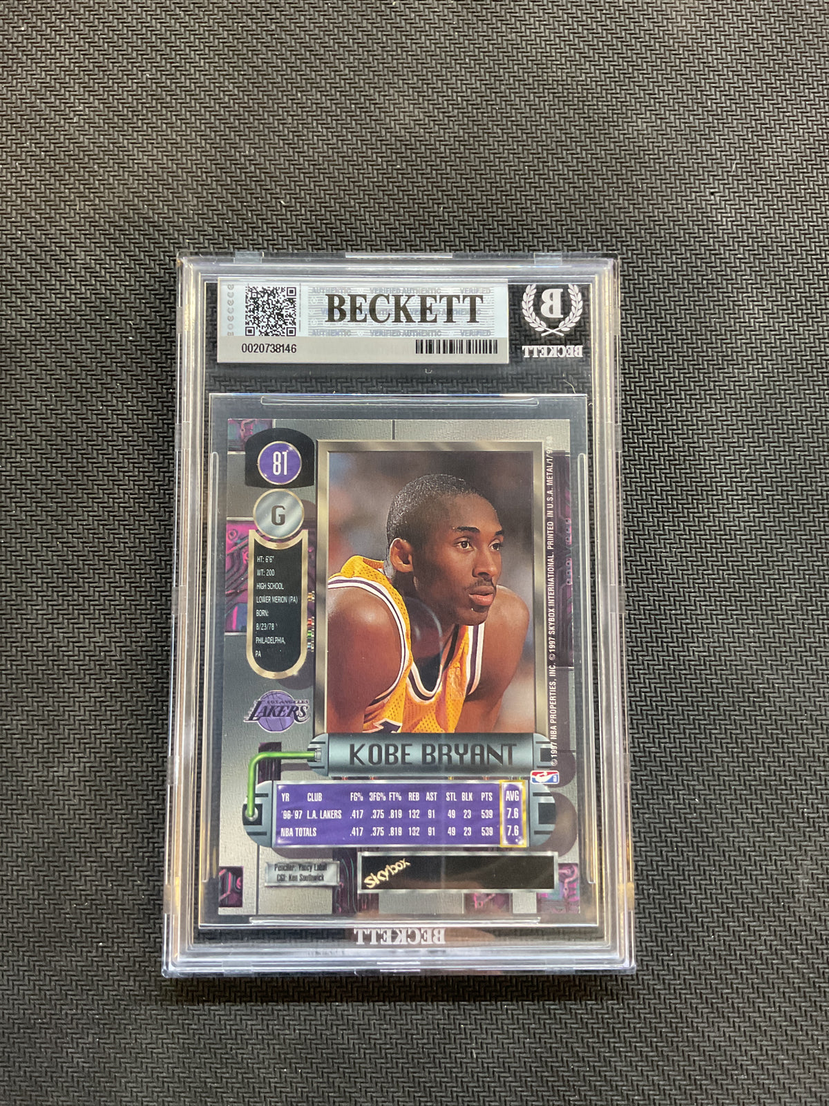 1997 Metal Universe Kobe Bryant BGS 8.5 Lakers