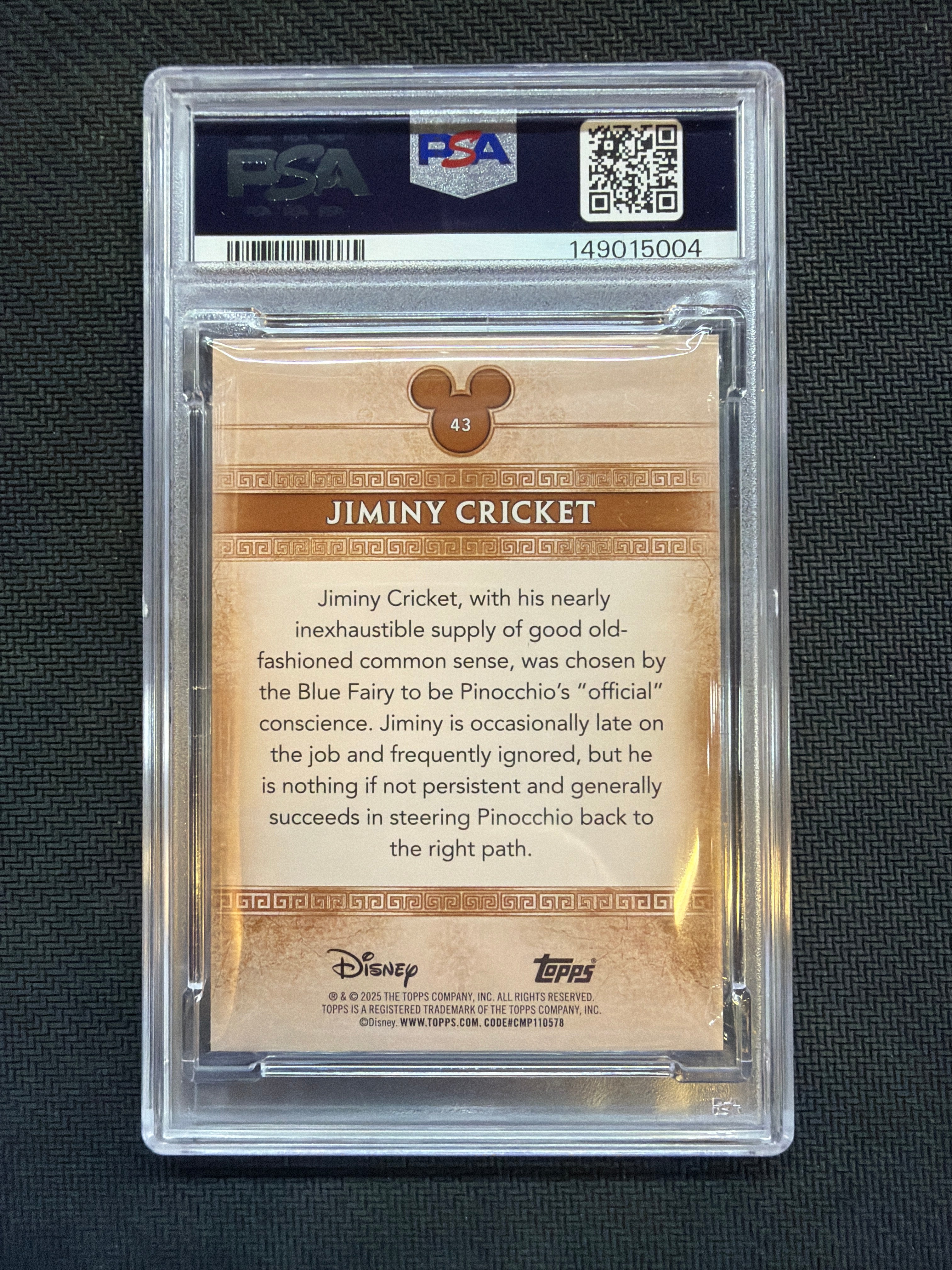 2025 Topps Disney Mint Jiminy Cricket Green Foil /75 PSA 9 004