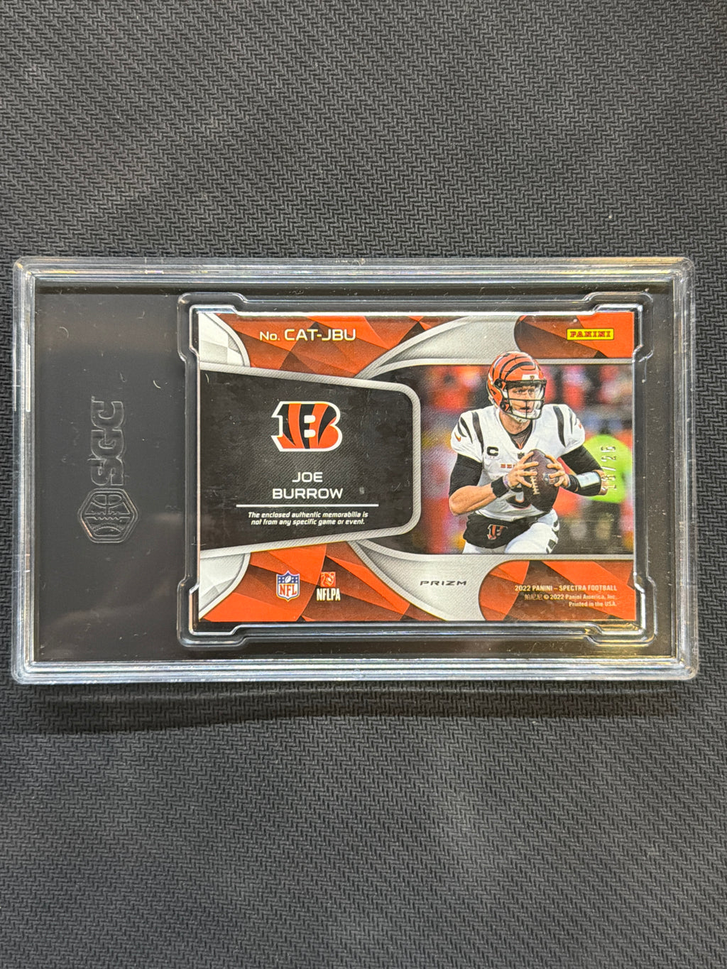 2022 Spectra Joe Burrow Catalysts Material Meta /25 SGC 10 Bengals