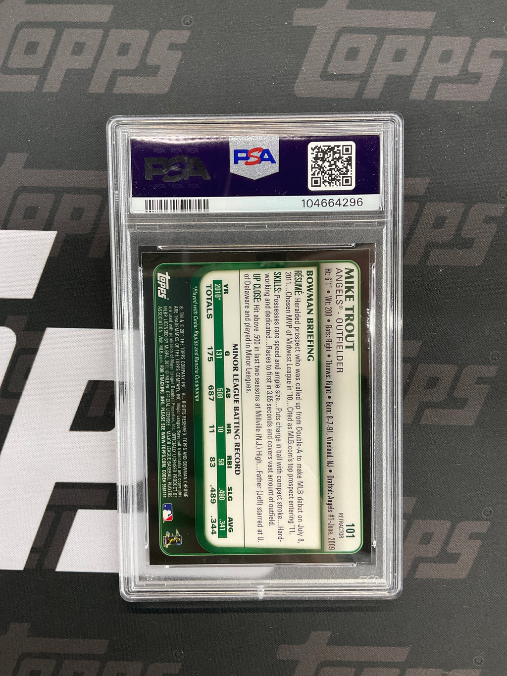 2011 Bowman Chrome Mike Trout Rookie Refractor PSA 9