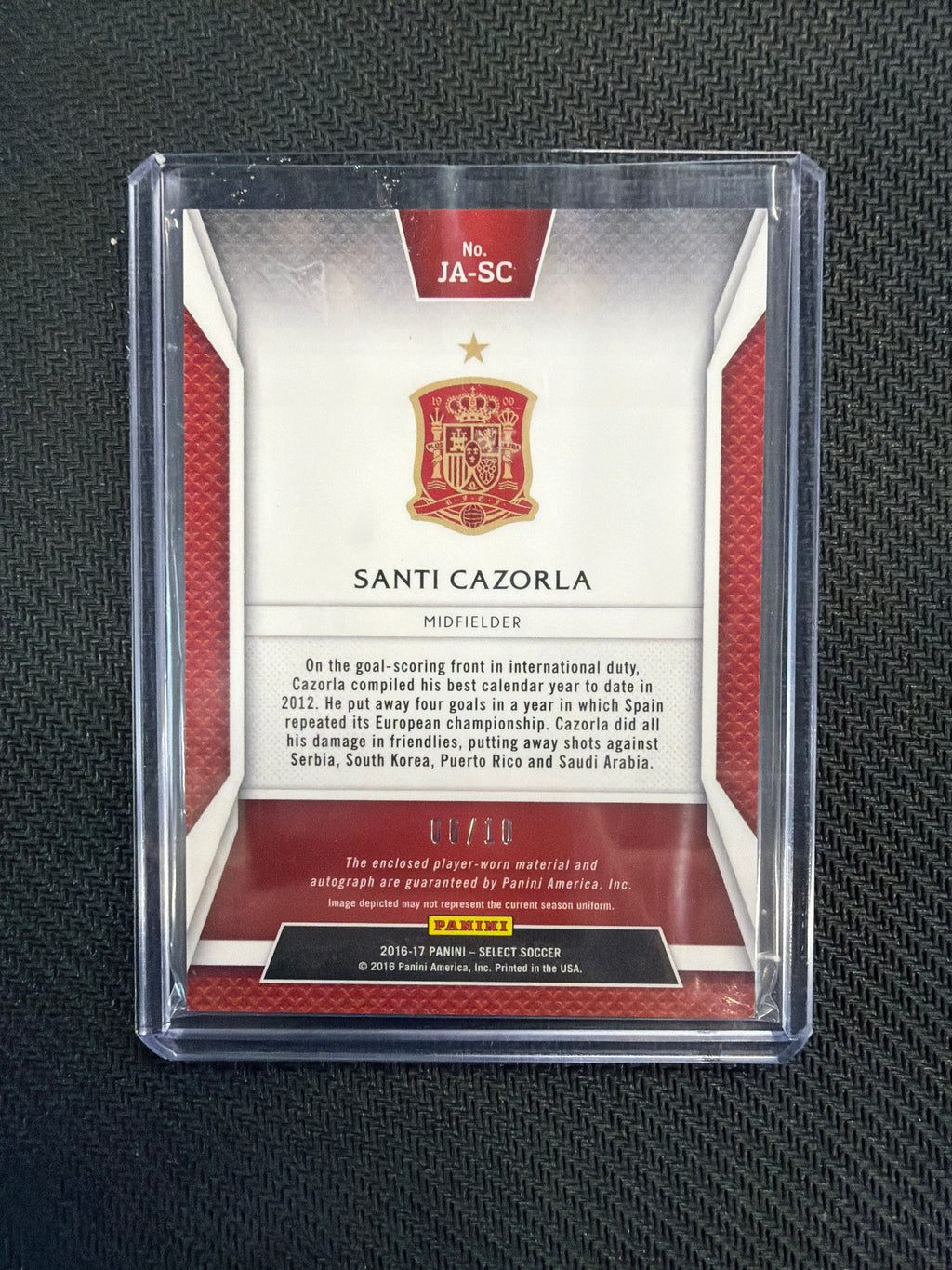 2016-17 Panini Select Santi Cazorla Patch Auto Gold /10