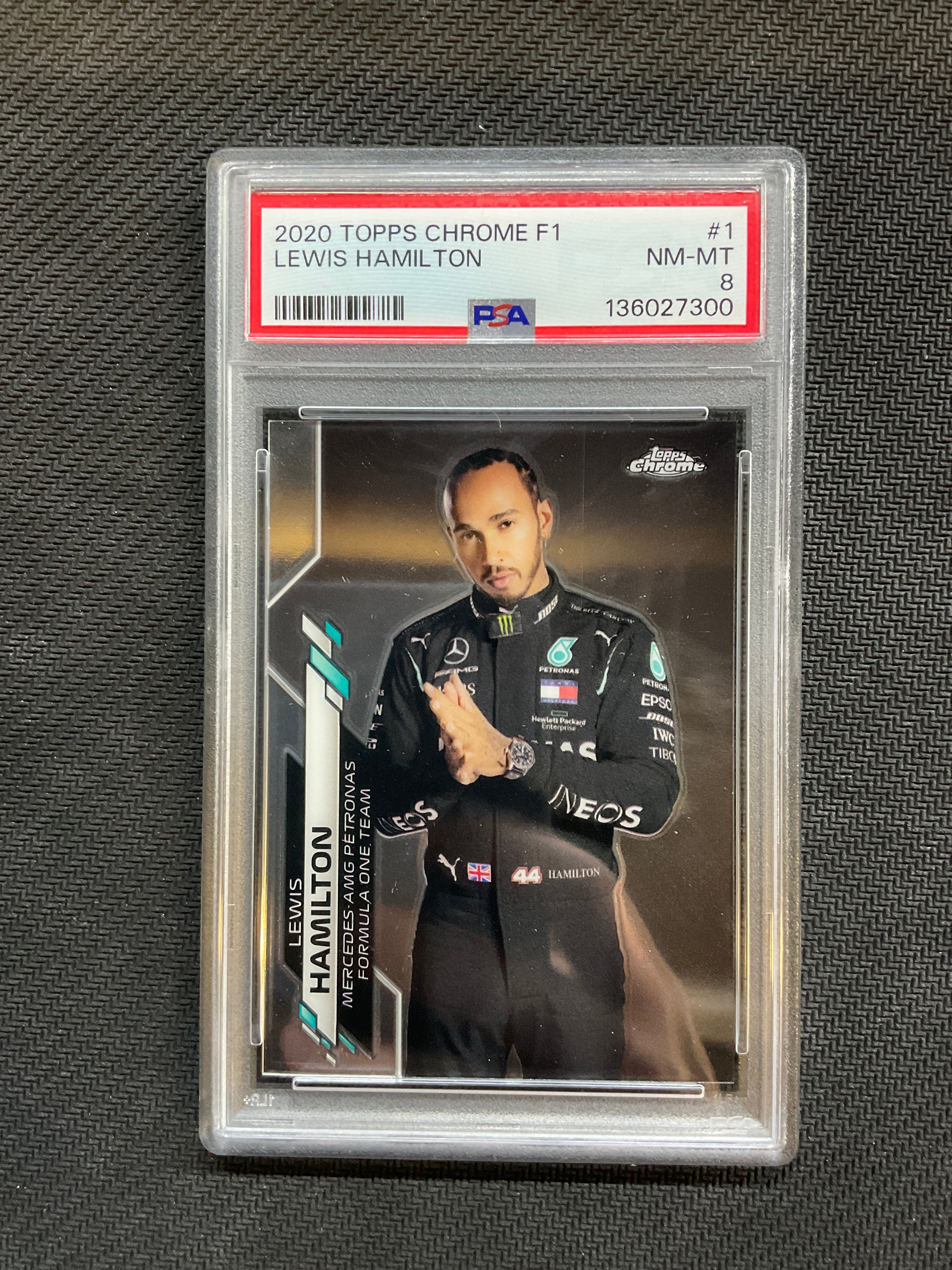 2020 Topps Chrome F1 #1 Lewis Hamilton Rookie PSA 8 Mercedes 300