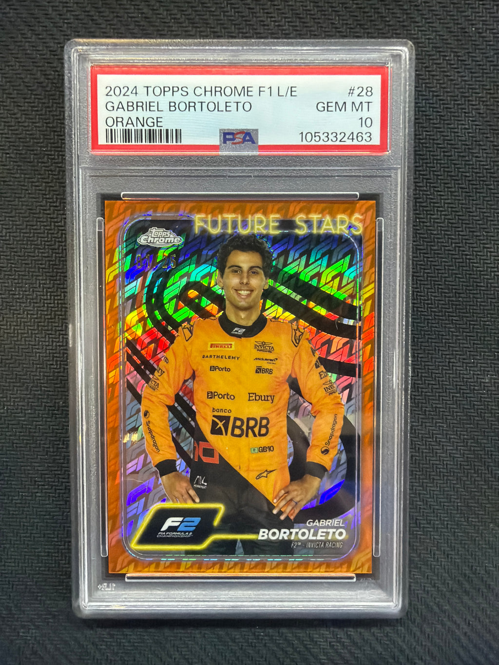 2024 Topps Chorme Logofractor Gabriel Bortoleto Orange /25 PSA 10 Logofractor 463
