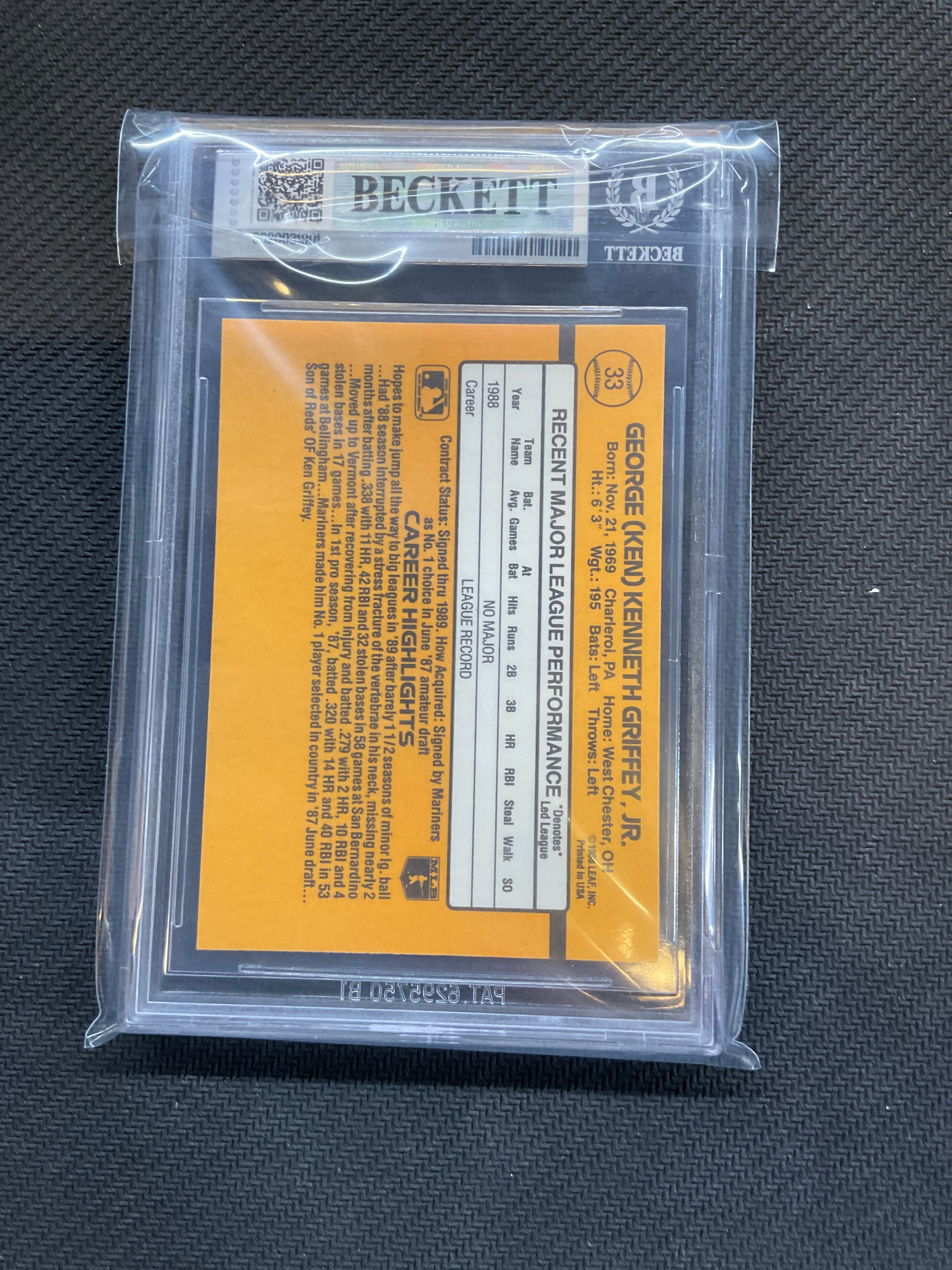 1989 Donruss #33 Ken Griffey Jr. Rookie BGS 8.5