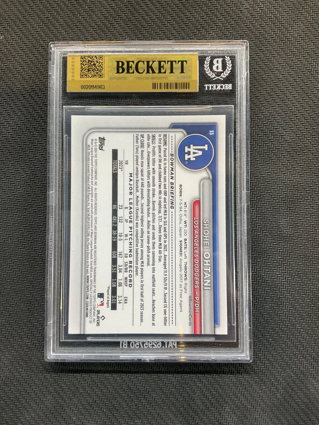 2024 Bowman #33 Shohei Ohtani BGS 9.5 Dodgers