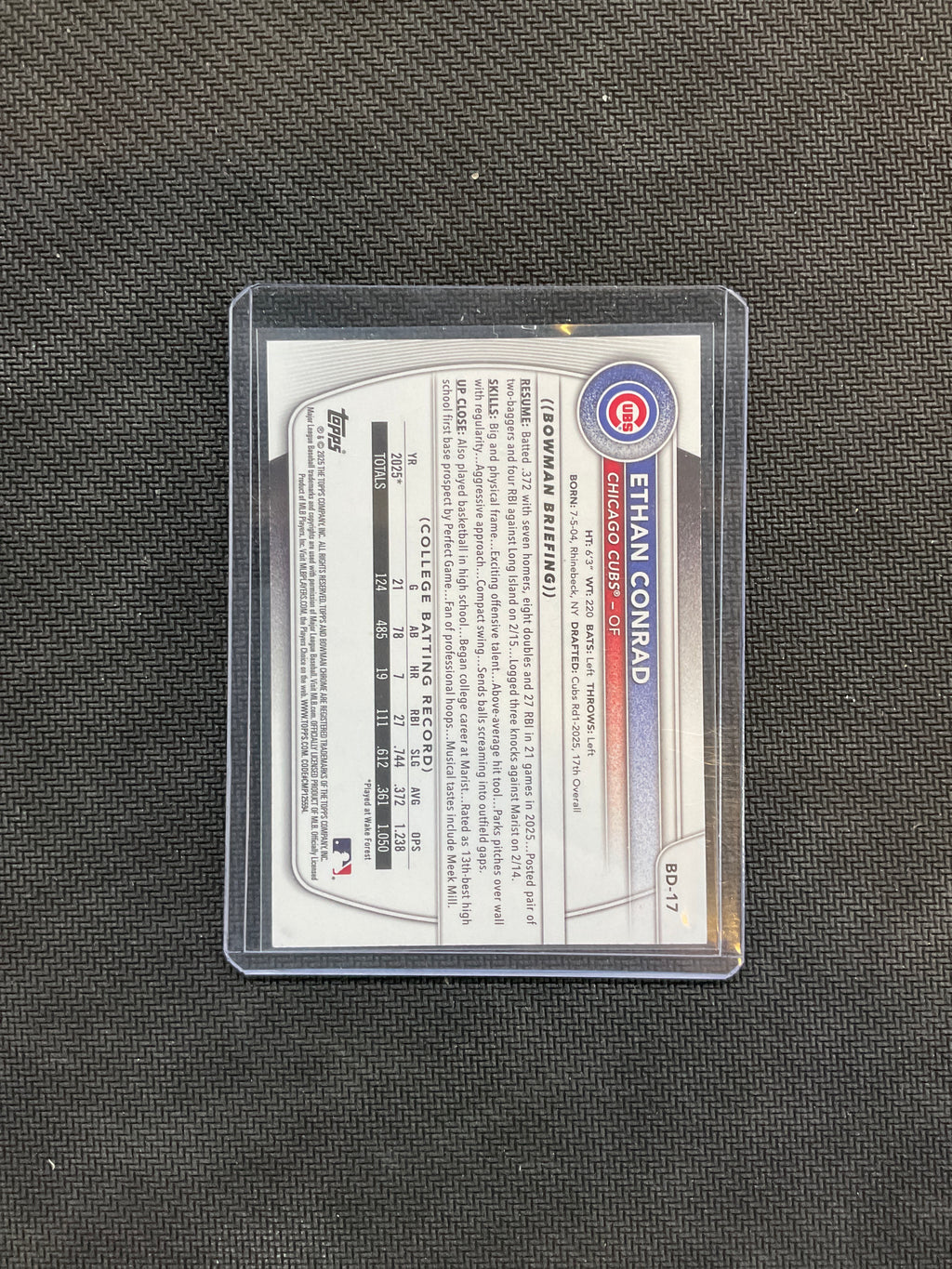 2025 Bowman Paper Ethan Conrad Red /5 Cubs