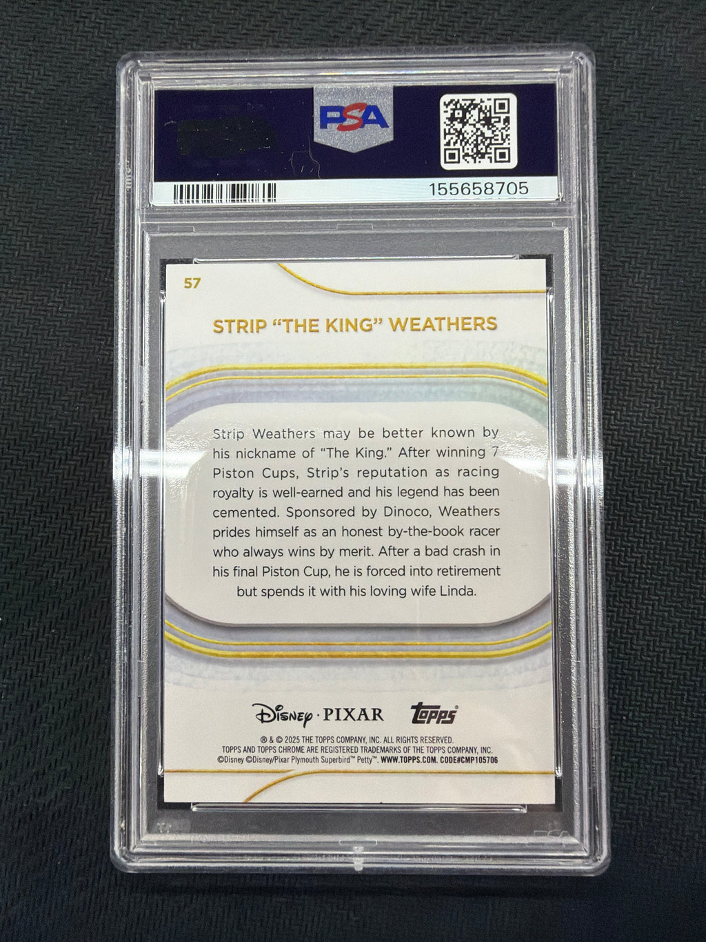 2025 Topps Chrome Disney Sapphire Strip "The King" Weathers PSA 10 /50 Cars