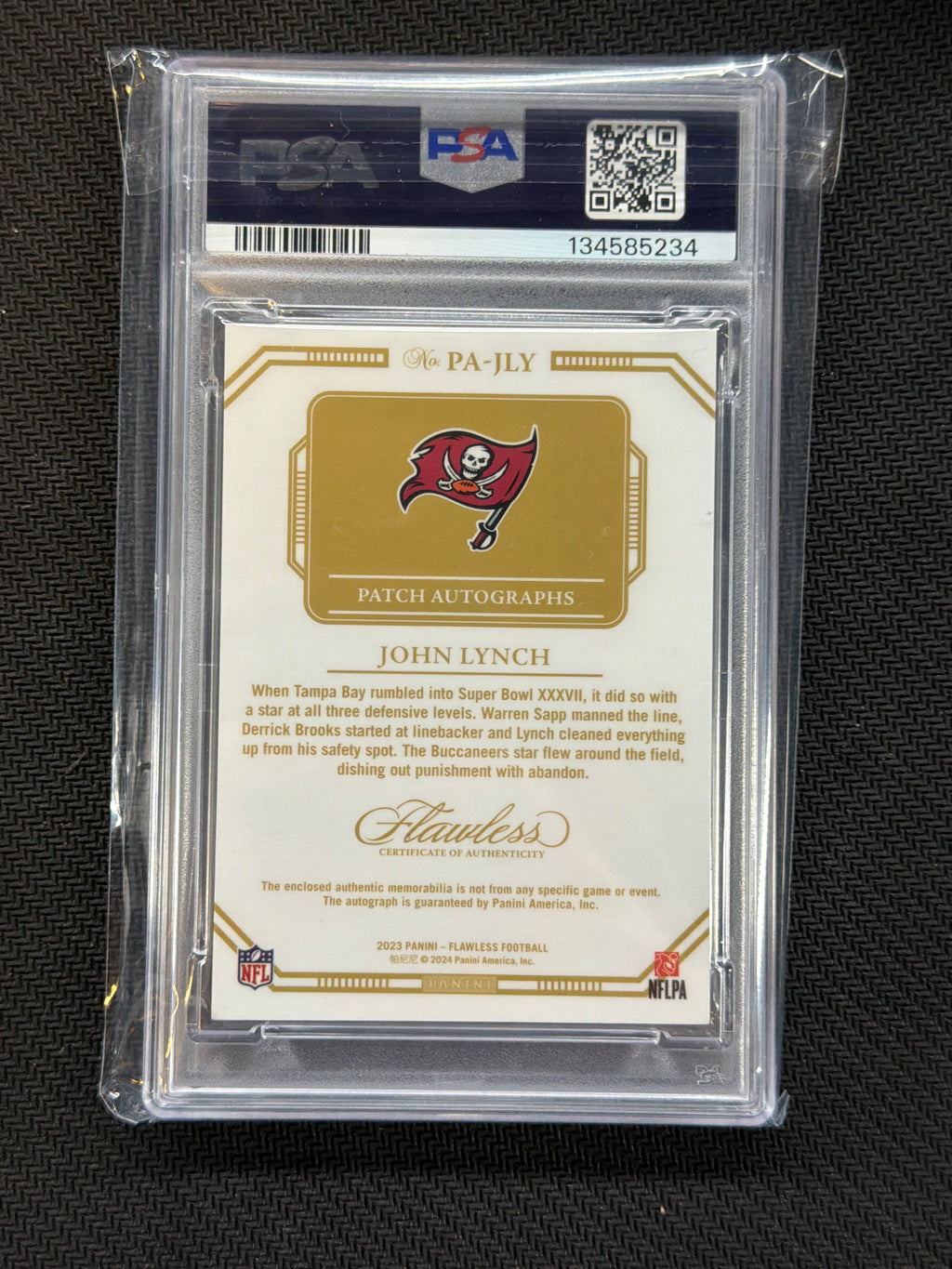2023 Flawless John Lynch Patch Auto /5 Bronze PSA 8 234