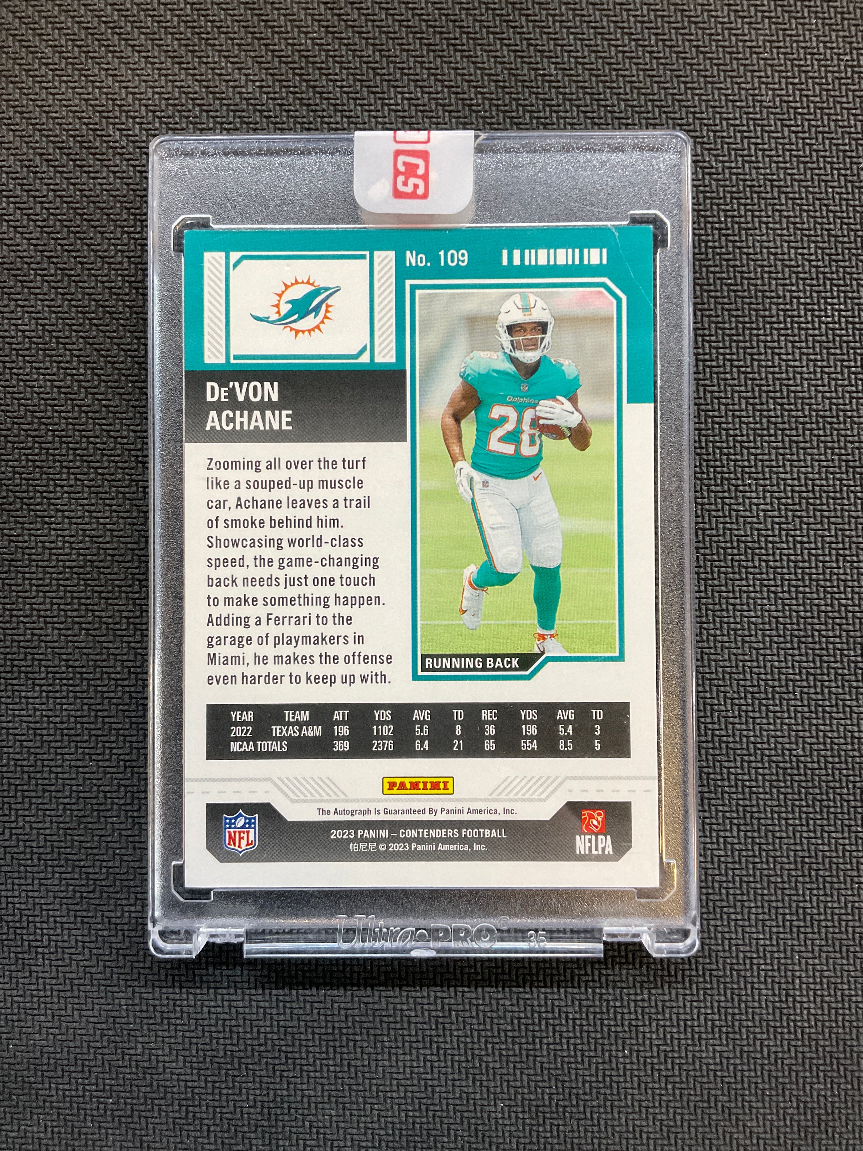 2023 Panini Contenders De'Von Achane Rookie Auto /149 Dolphins