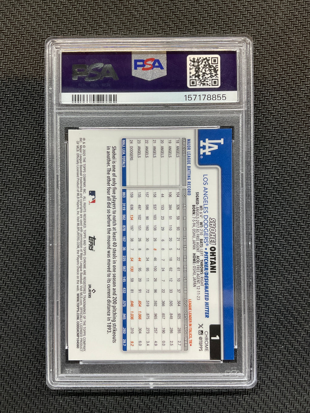 2025 Topps Chrome Logofractor Shohei Ohtani Variation Gold /50 PSA 9 Dodgers