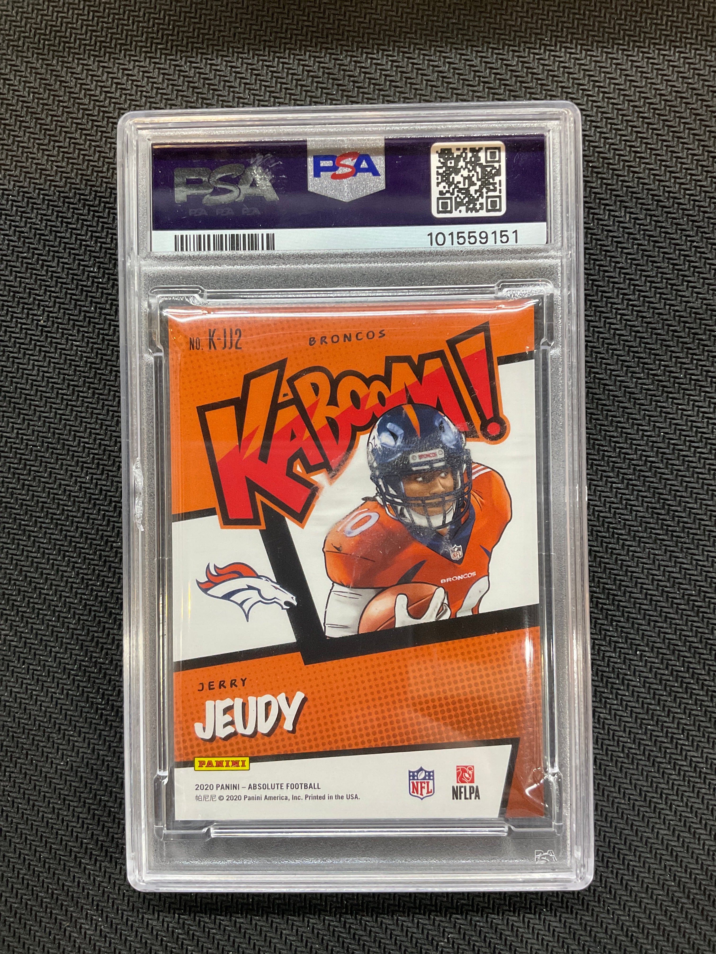2020 Panini Absolute Jerry Jeudy Rookie Kaboom! PSA 9