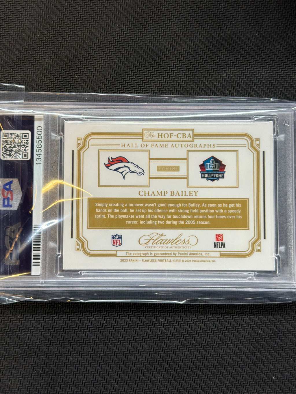 2023 Flawless Champ Bailey Hall Of Fame Auto /25 PSA 9 500