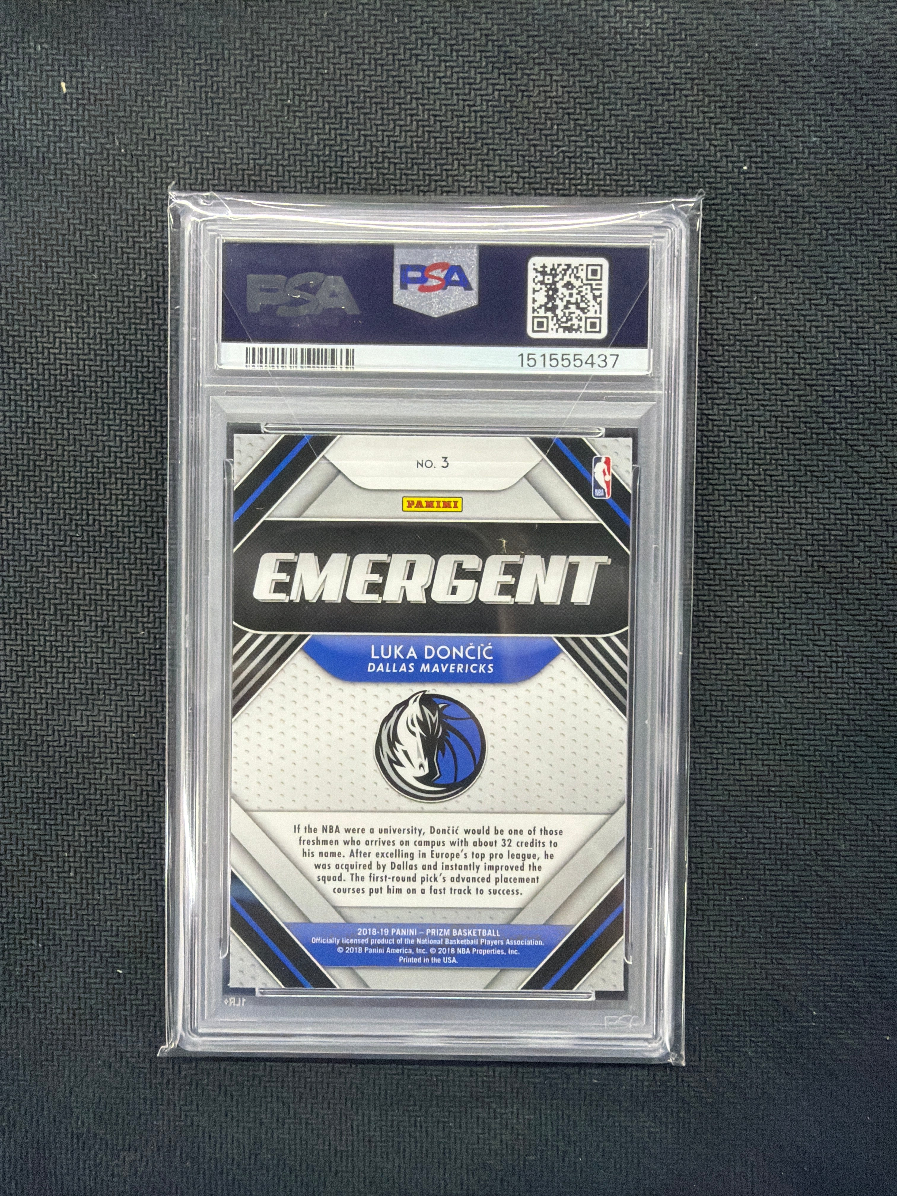 2018 Prizm Luka Doncic Emergent Rookie PSA 8