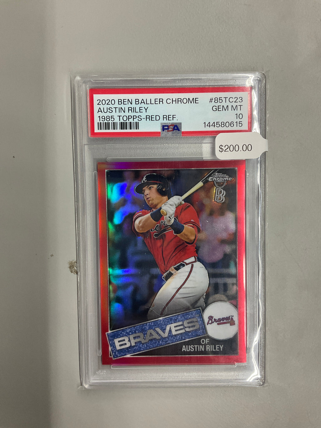 2020 Topps Chrome Austin Riley 85 Red /5 PSA 10 Braves