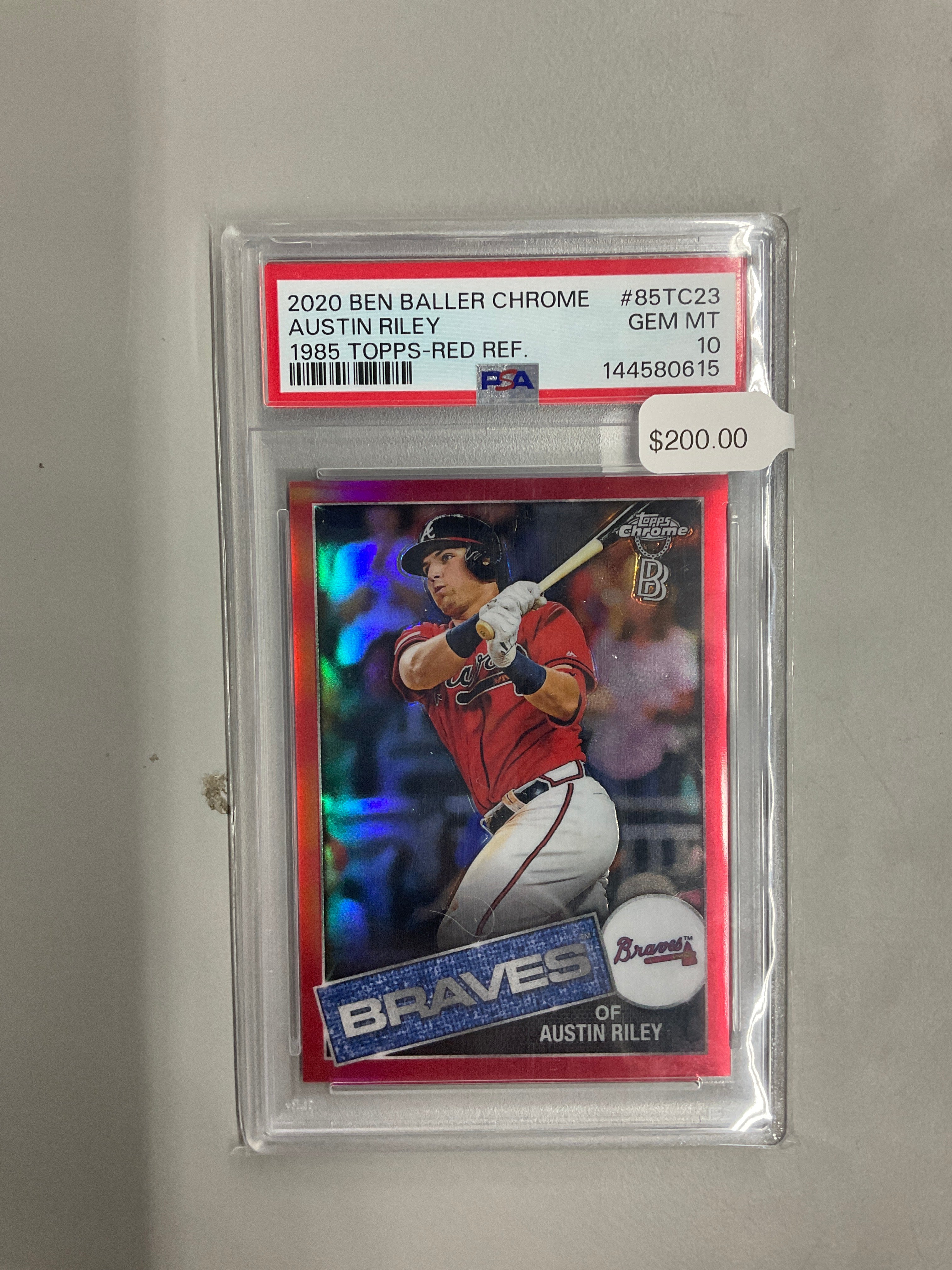 2020 Topps Chrome Austin Riley 85 Red /5 PSA 10 Braves