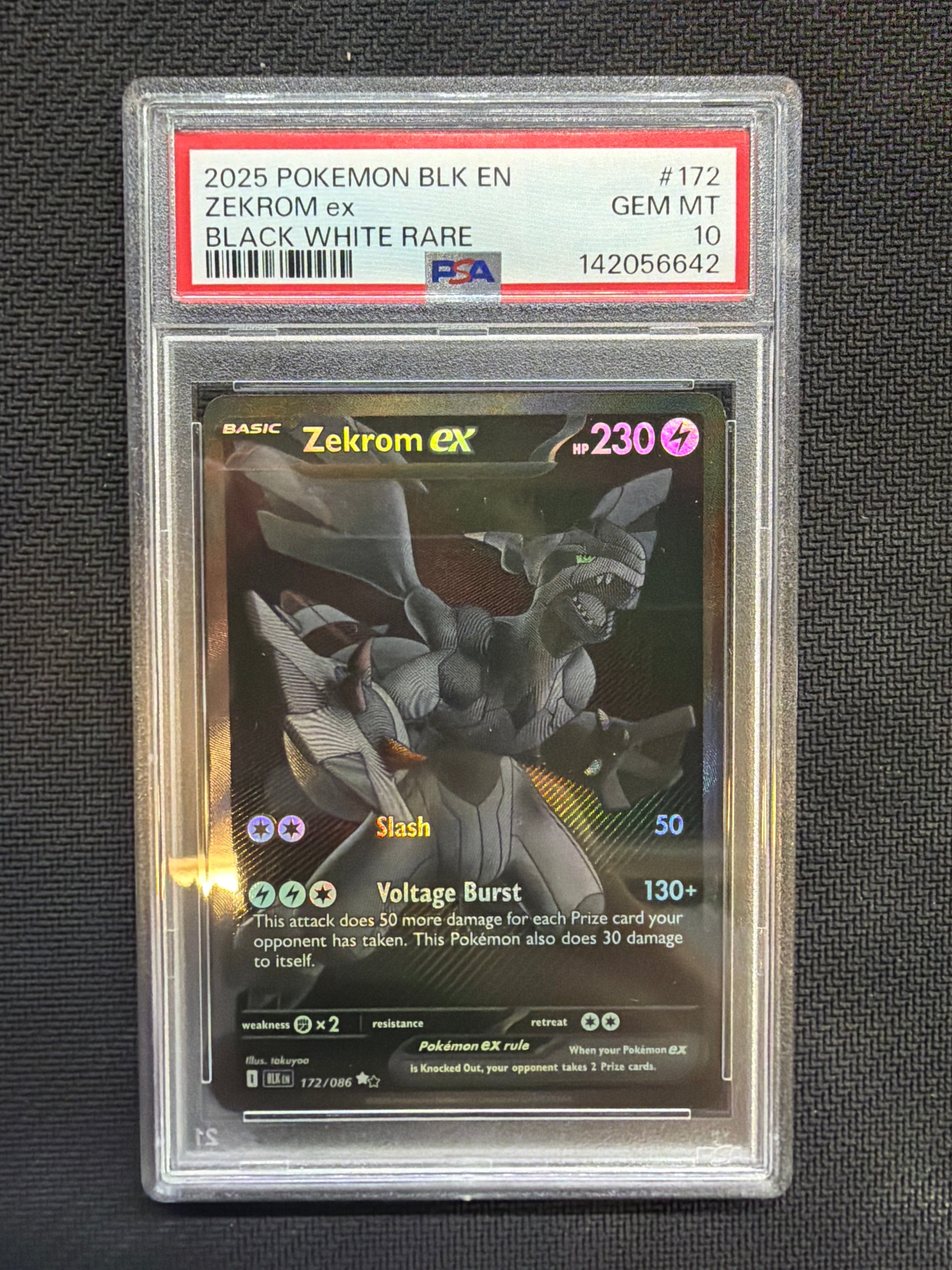 2025 POKEMON BLK EN-BLACK BOLT 172 ZEKROM EX BLACK WHITE RARE PSA 10 642