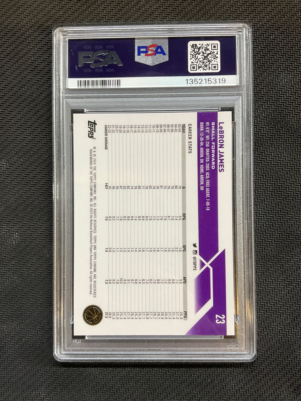 2023 Topps Chrome Lebron James Gold Refractor /50 PSA 10 Lakers