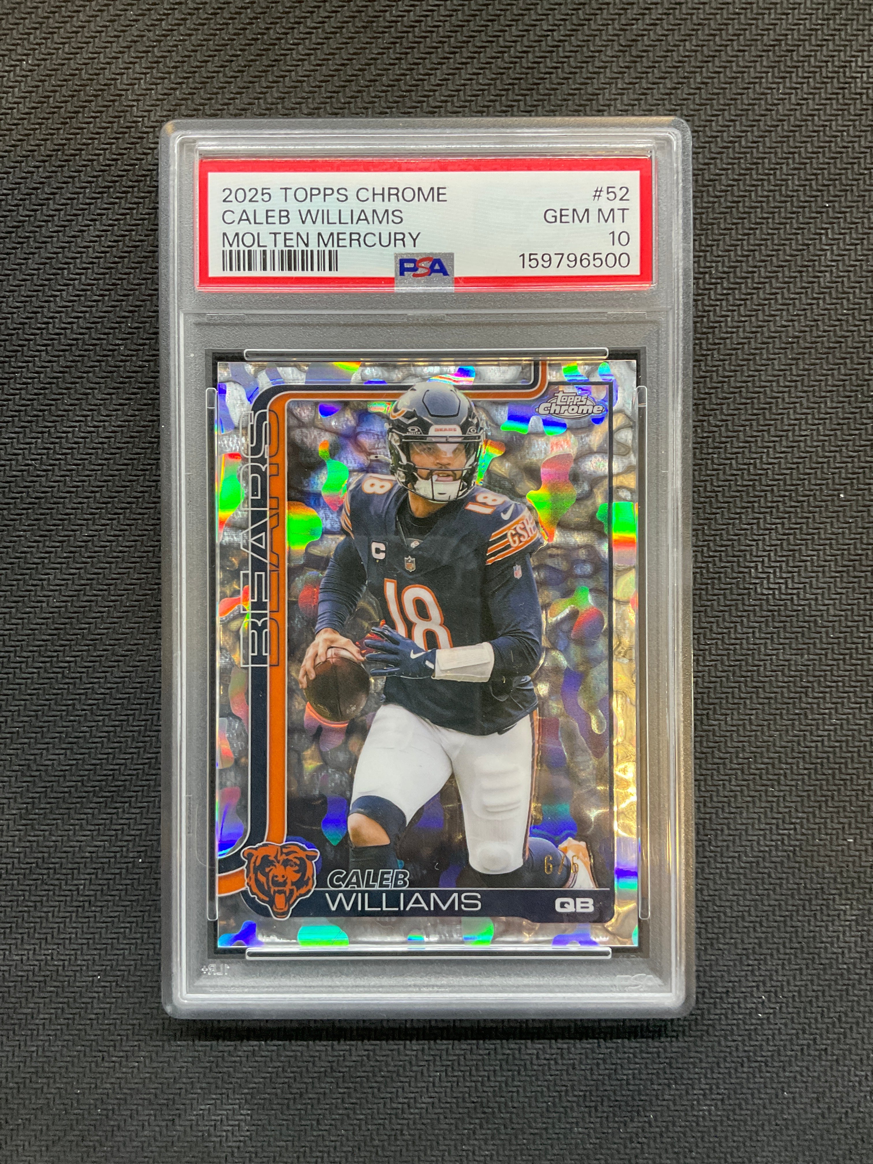 2025 Topps Chrome Caleb Williams Molten Mercury /6 PSA 10 Bears