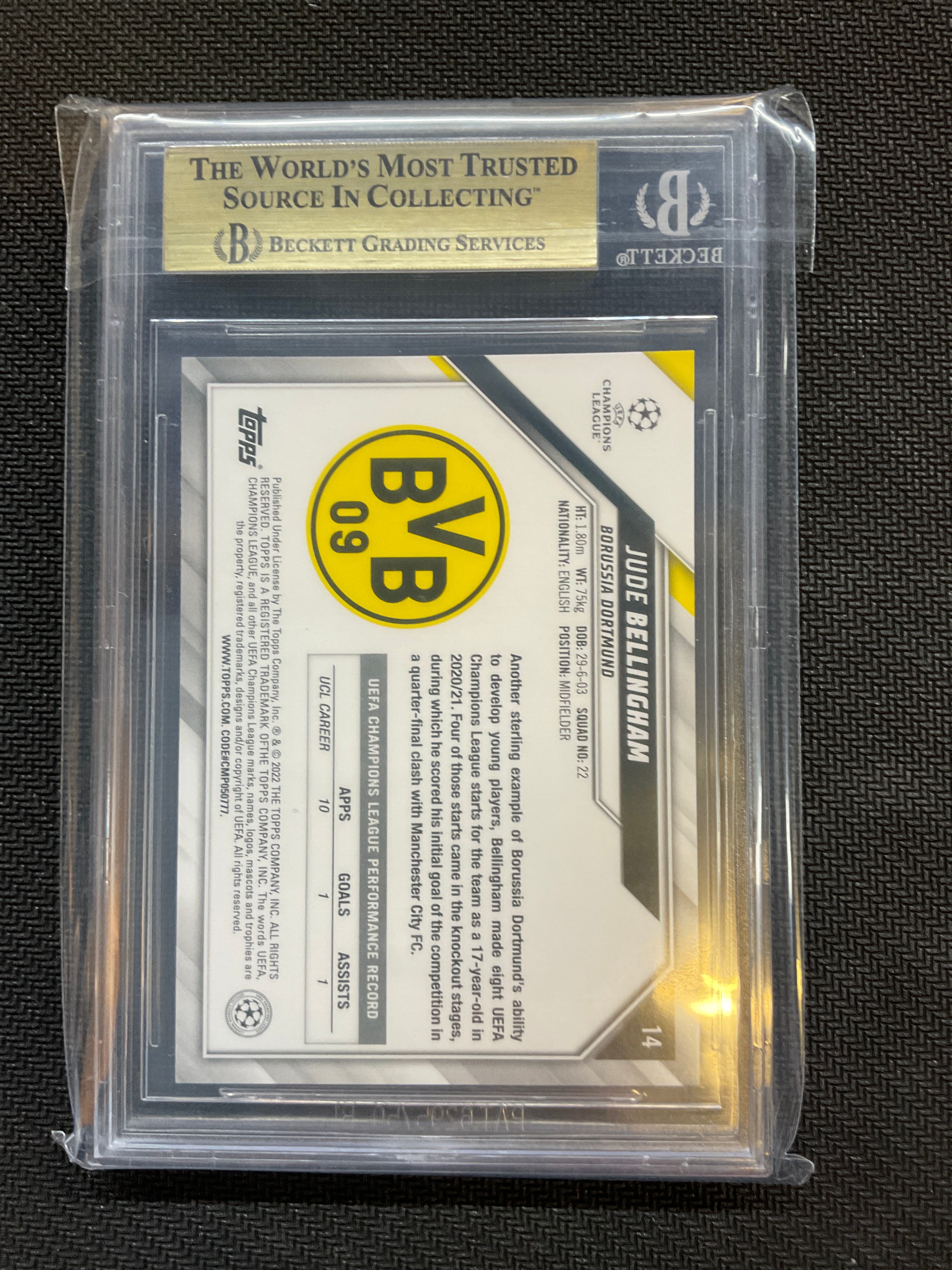 2021-22 Topps UCL Jude Bellingham BGS 9.5