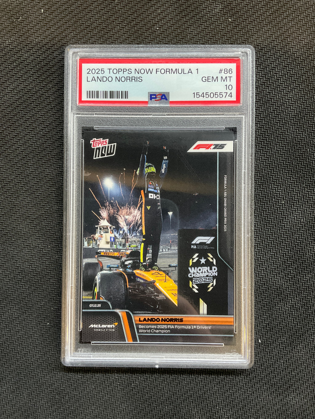 2025 Topps Now F1 Lando Norris #86 PSA 10 World Champion 574