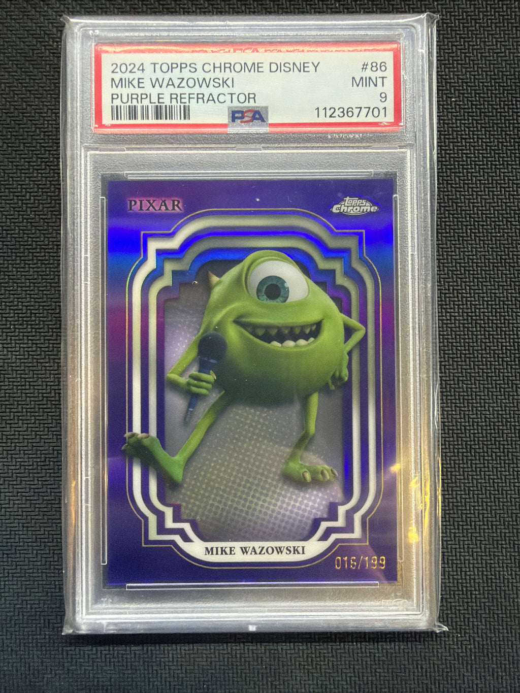 2024 Topps Chrome Disney Mike Wazowski /199 PSA 9