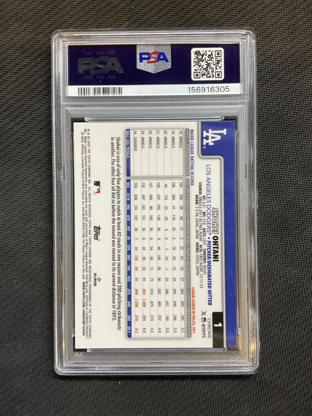 2025 Topps Sapphire Shohei Ohtani PSA 10 Dodgers