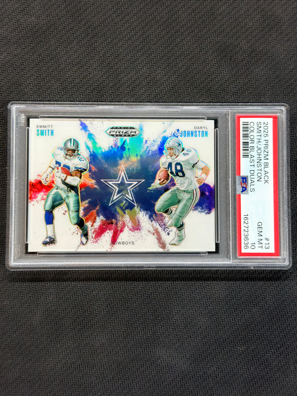 2025 Prizm Black Emmitt Smith Daryl Johnston #13 Color Blast Dual PSA 10 636