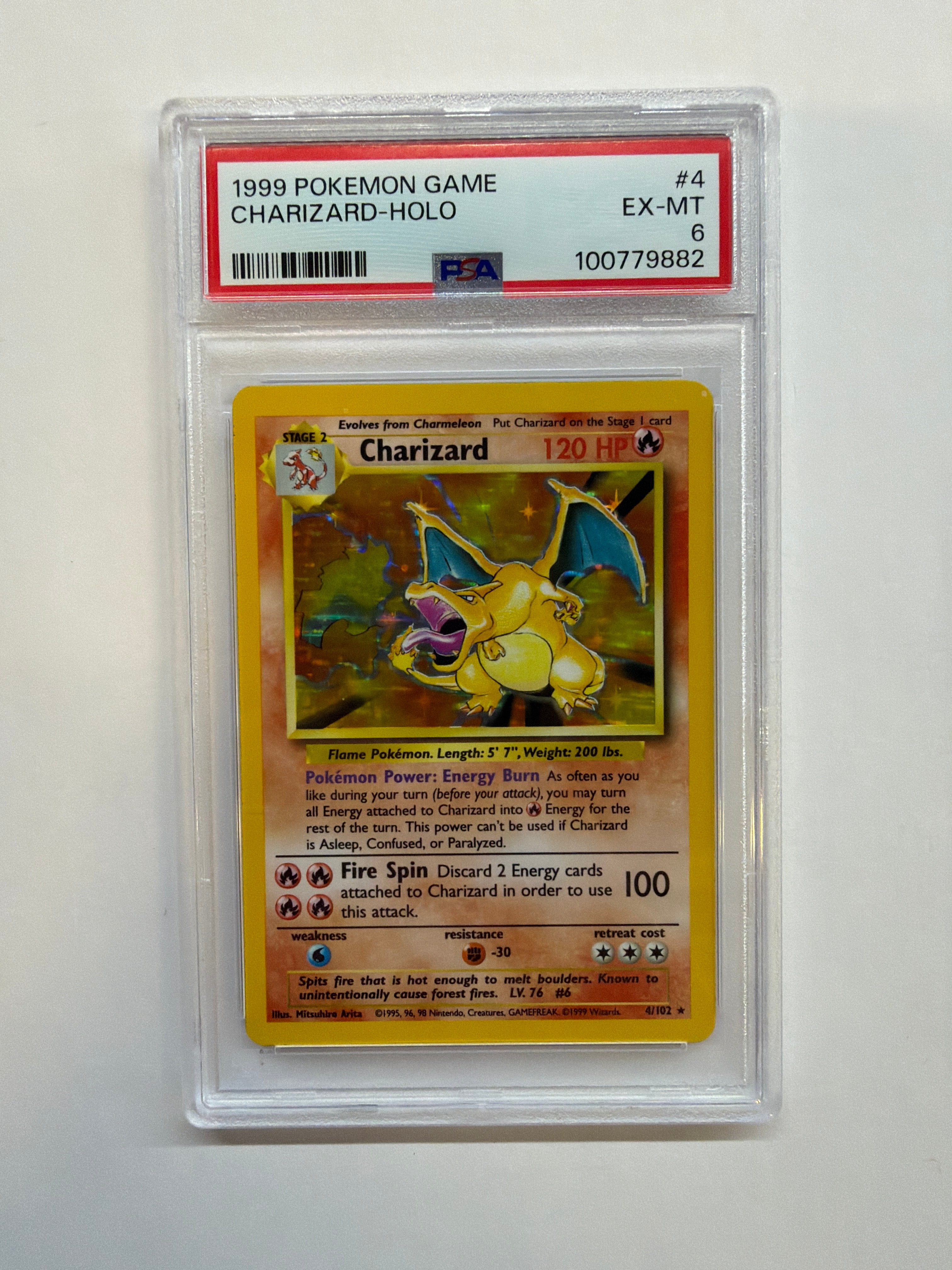 1999 Pokemon Charizard Holo 4 PSA 6