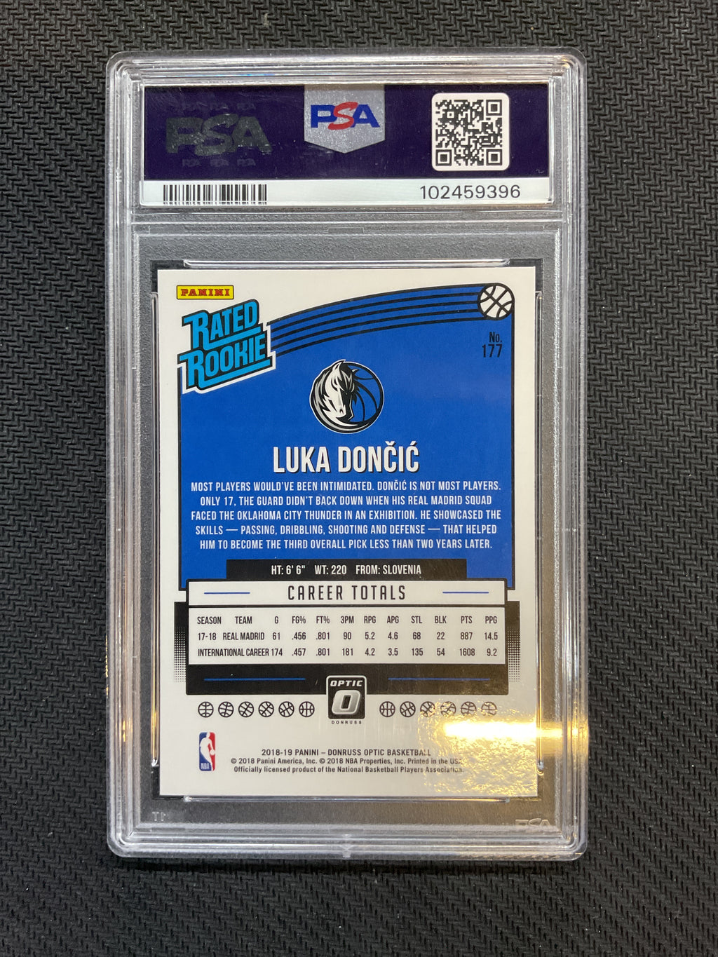 2018 Donruss Optic Luka Doncic Rookie Shock PSA 9 #177 396