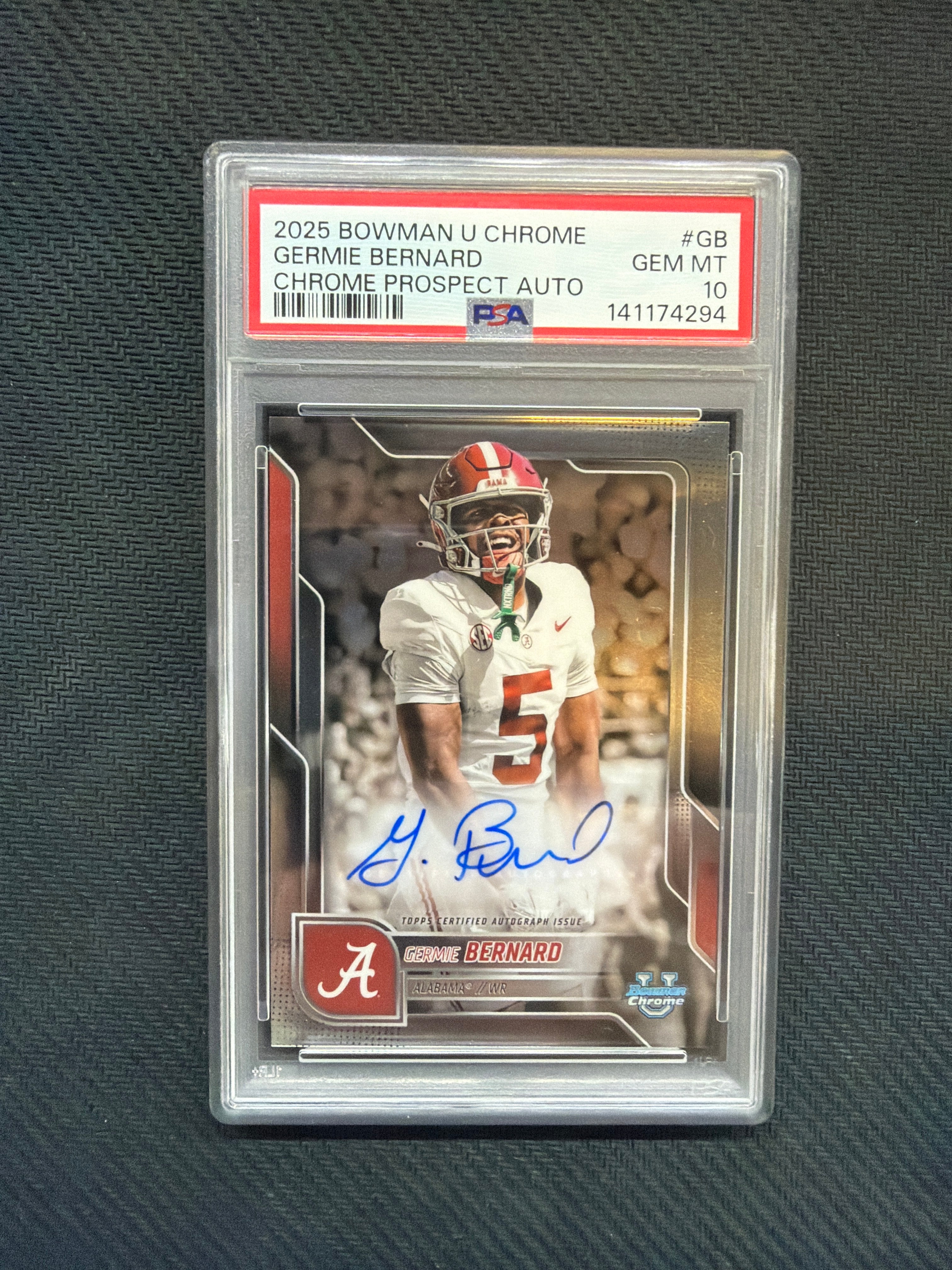 2025 Bowman U Germie Bernard Auto PSA 10 Alabama 294