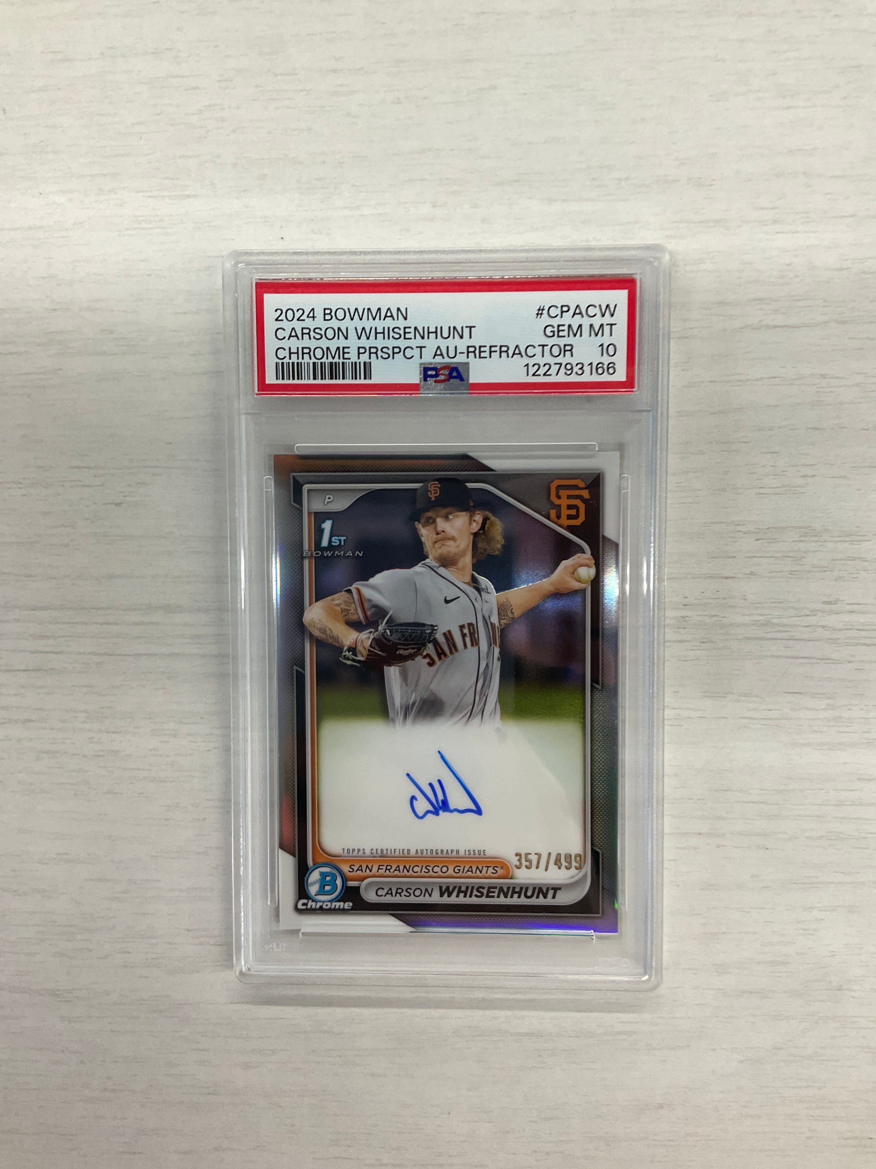 2024 Bowman Carson Whisenhunt Auto /499 Refractor PSA 10