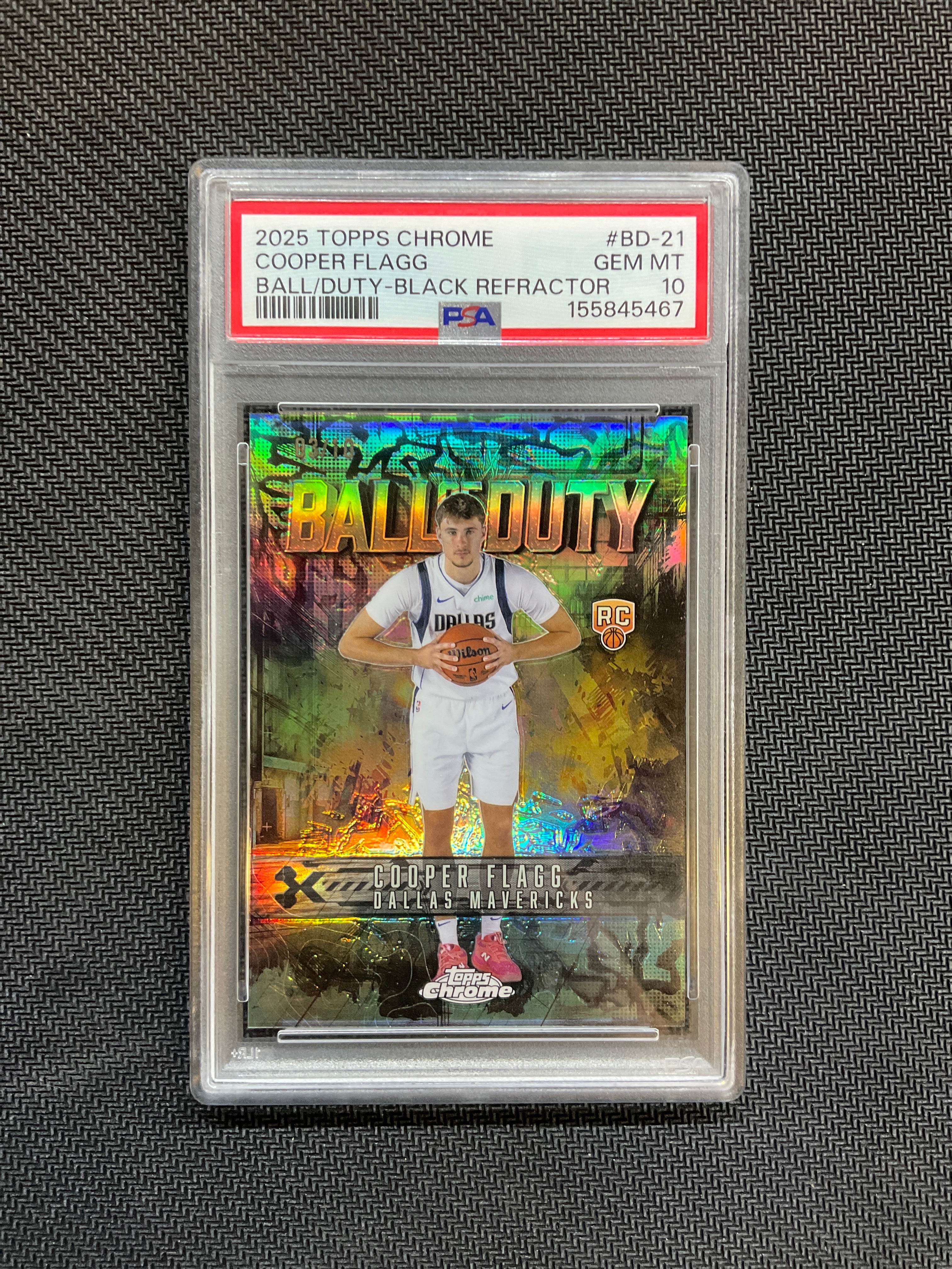 2025/26 Topps Chrome Cooper Flagg Rookie Black /10 PSA 10 Mavs