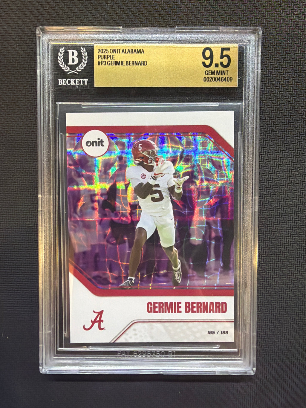 2025 Onit Alabama Germie Bernard Purple /199 BGS 9.5 Alabama
