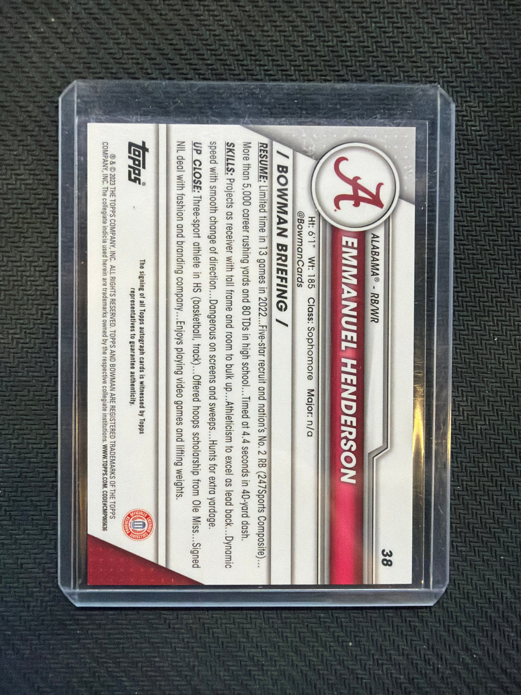 2023 Bowman Chrome U Emmanuel Henderson Auto Alabama