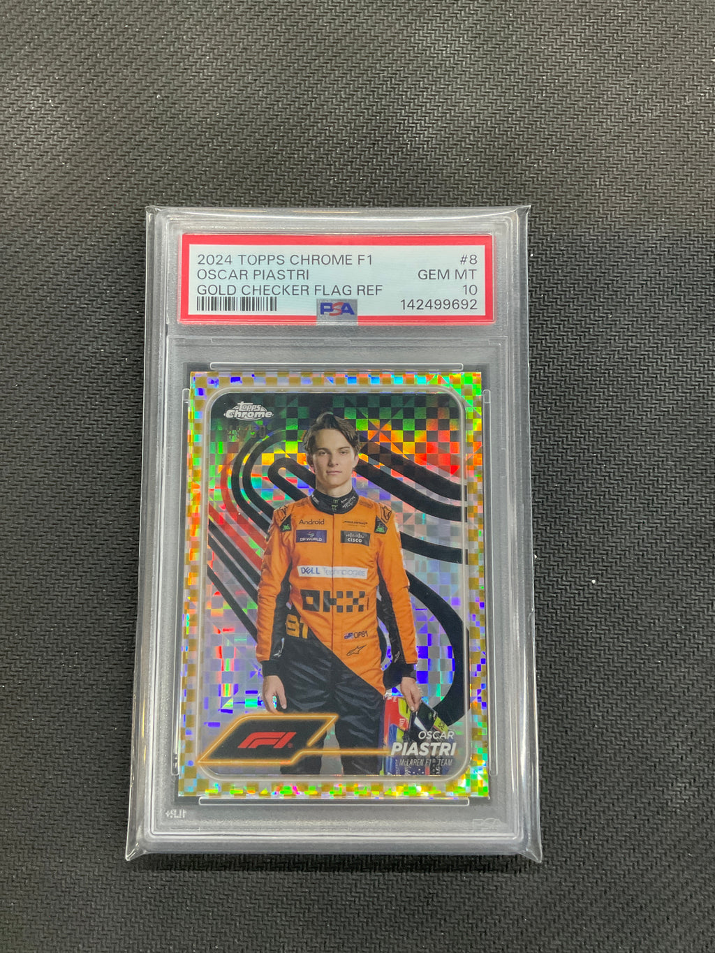 2024 Topps Chrome F1 Oscar Piastri Gold Checker /50 PSA 10