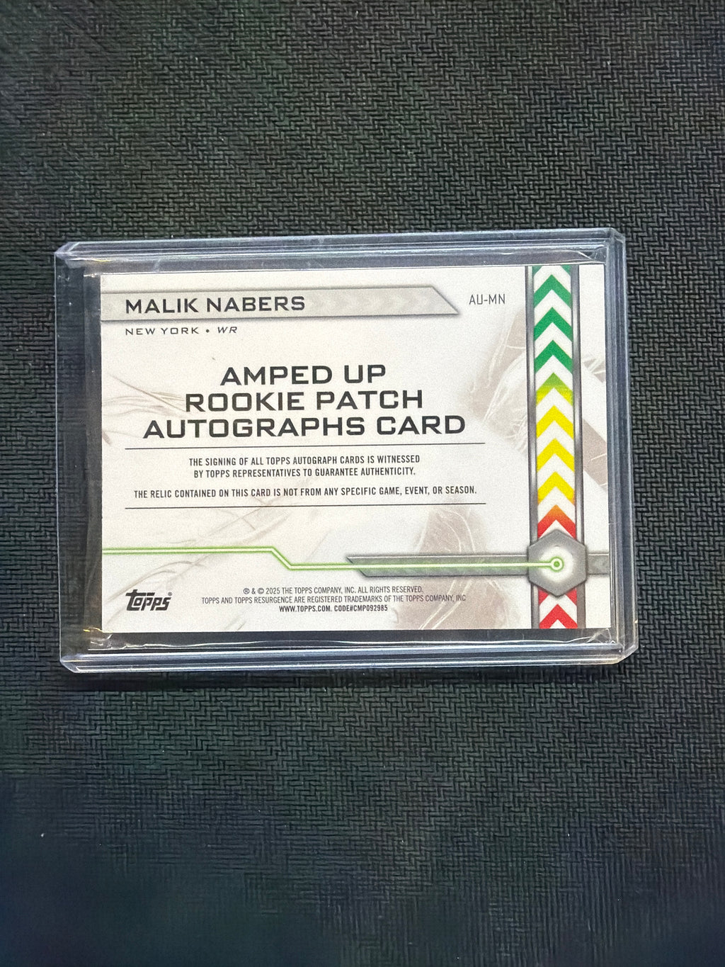 2025 Topps Resurgence Malik Nabers Patch Auto /25 Giants