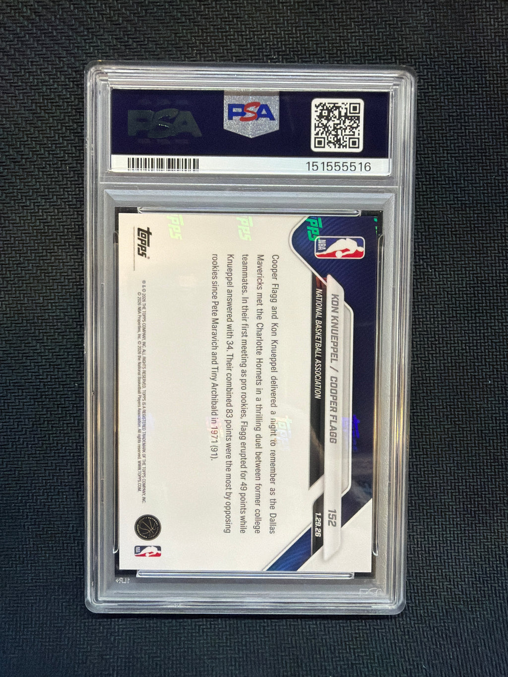 2025 Topps Now Cooper Flagg Kon Knueppel Rookie PSA 10 516