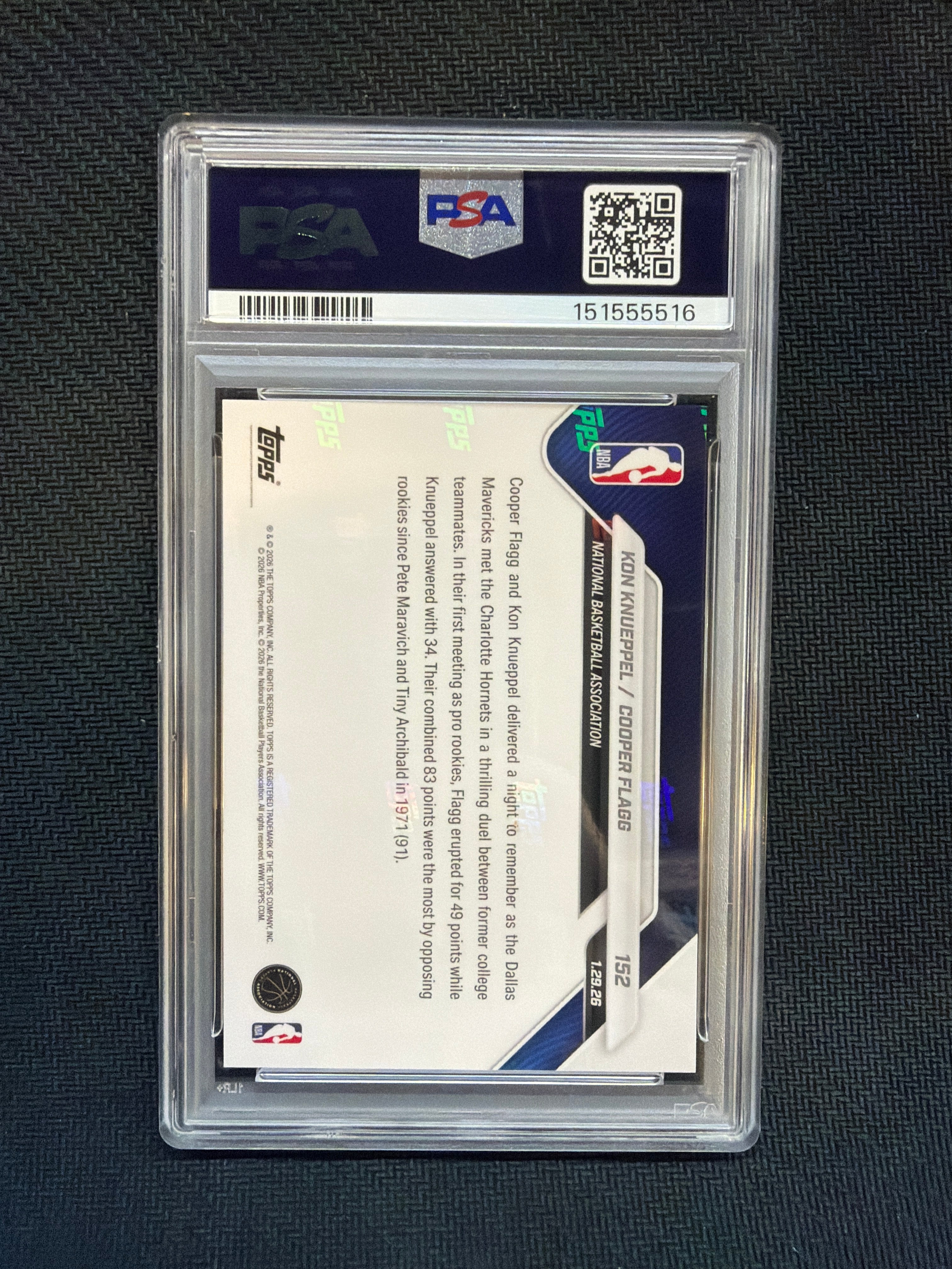 2025 Topps Now Cooper Flagg Kon Knueppel Rookie PSA 10 516