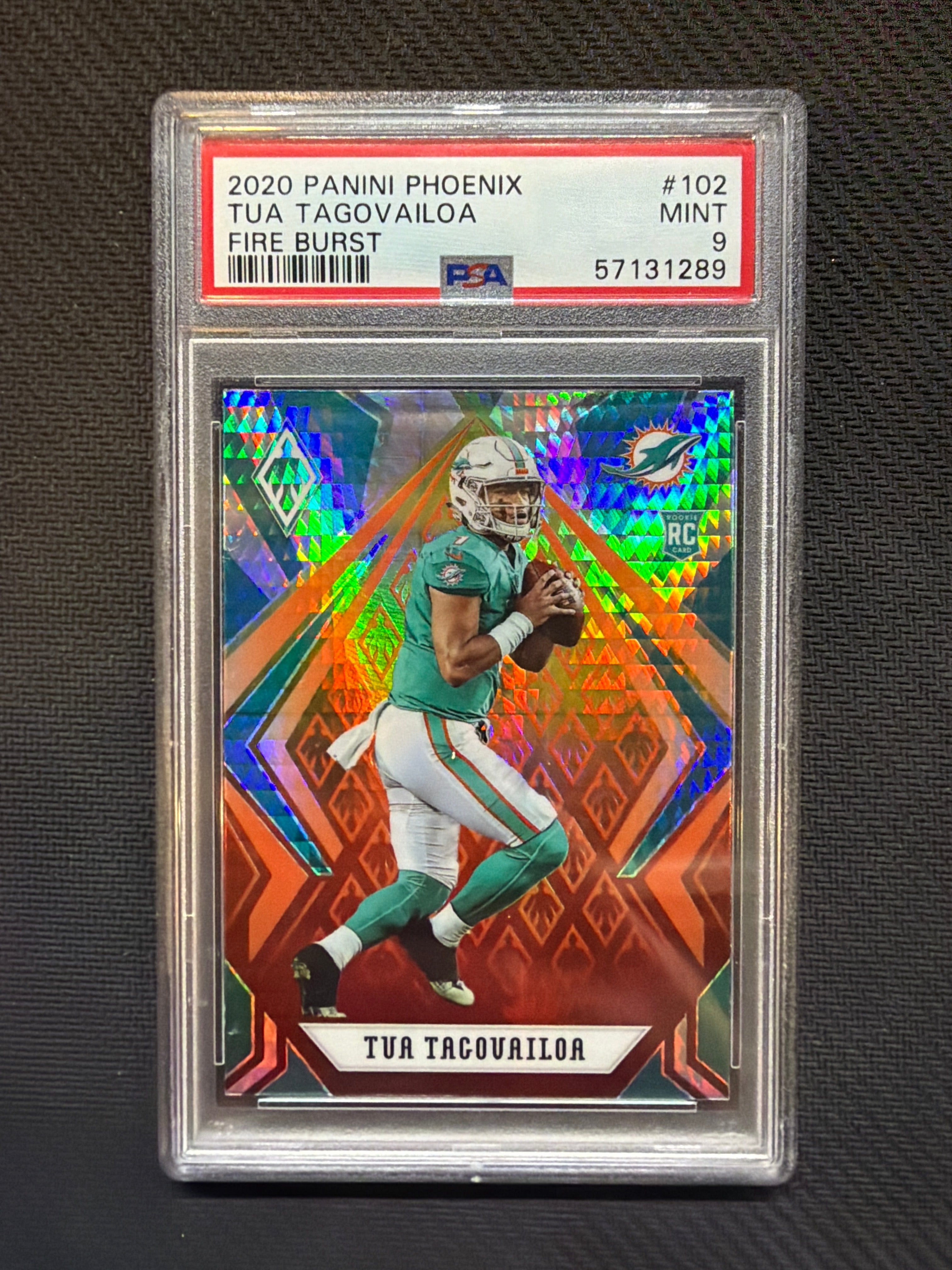 2020 Panini Phoenix Tua Tagovailoa Fire Burst PSA 9 Dolphins