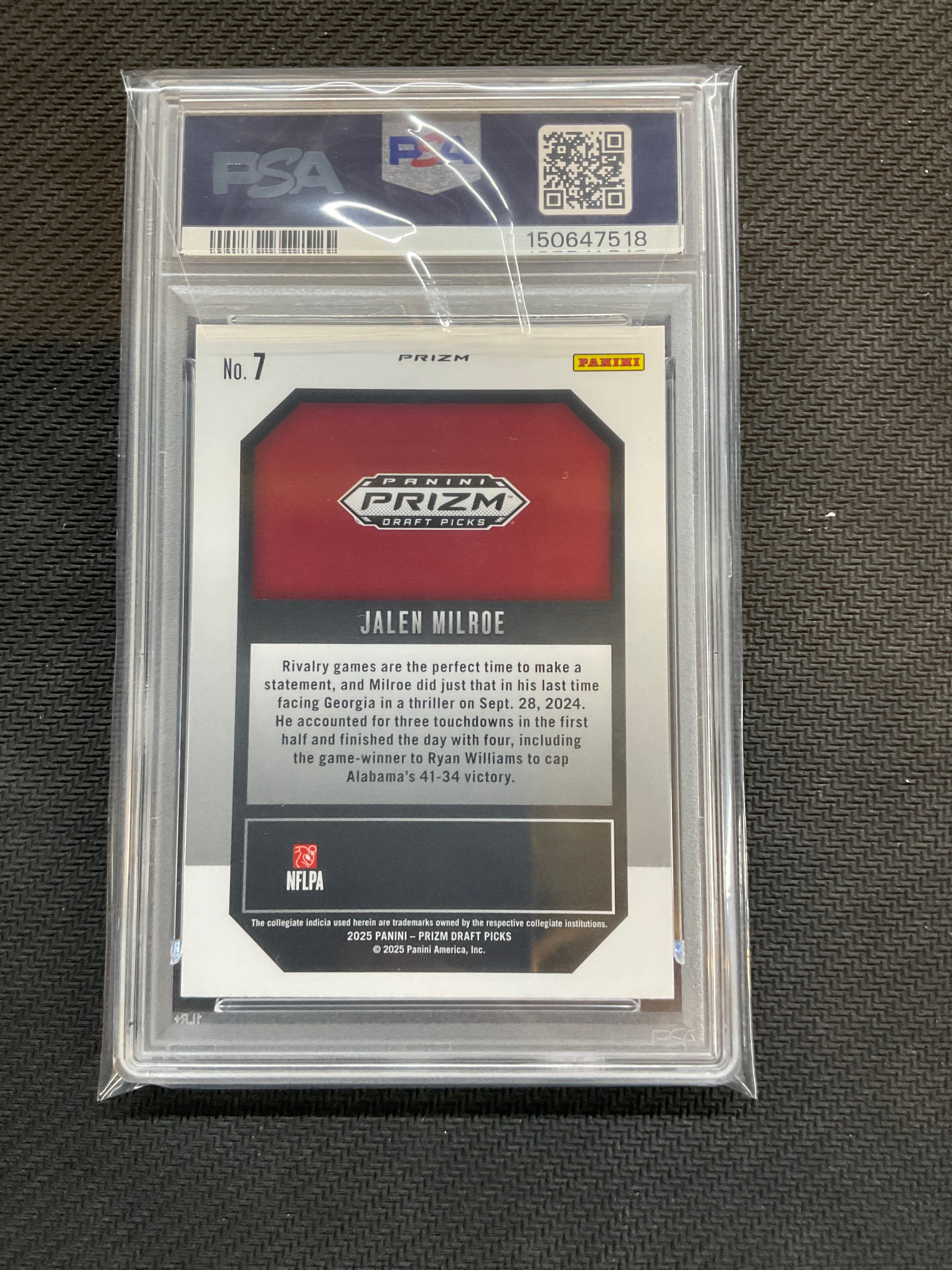 2025 Prizm Draft Picks Jalen Milroe Rookie Green New Recruits PSA 9 Alabama