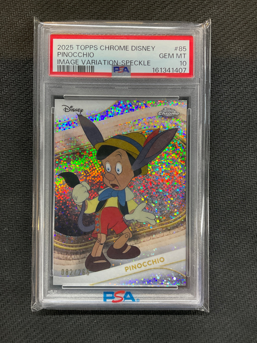 2025 Topps Chrome Disney Pinocchio Image Variation Speckle /265 PSA 10 407