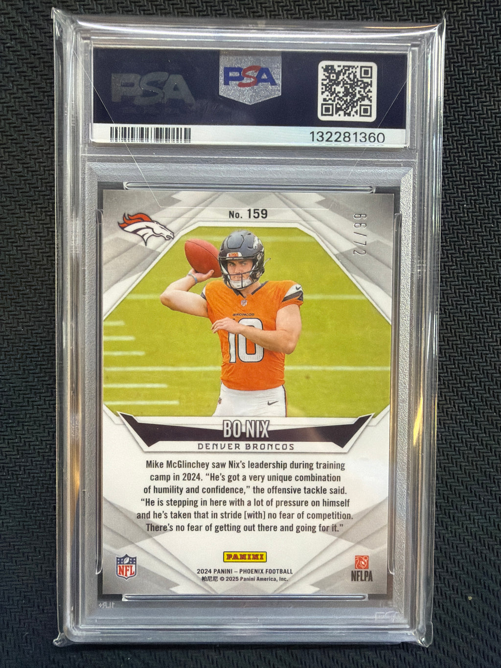 2024 Phoenix Bo Nix Teal Fade /72 #159 PSA 9 Broncos