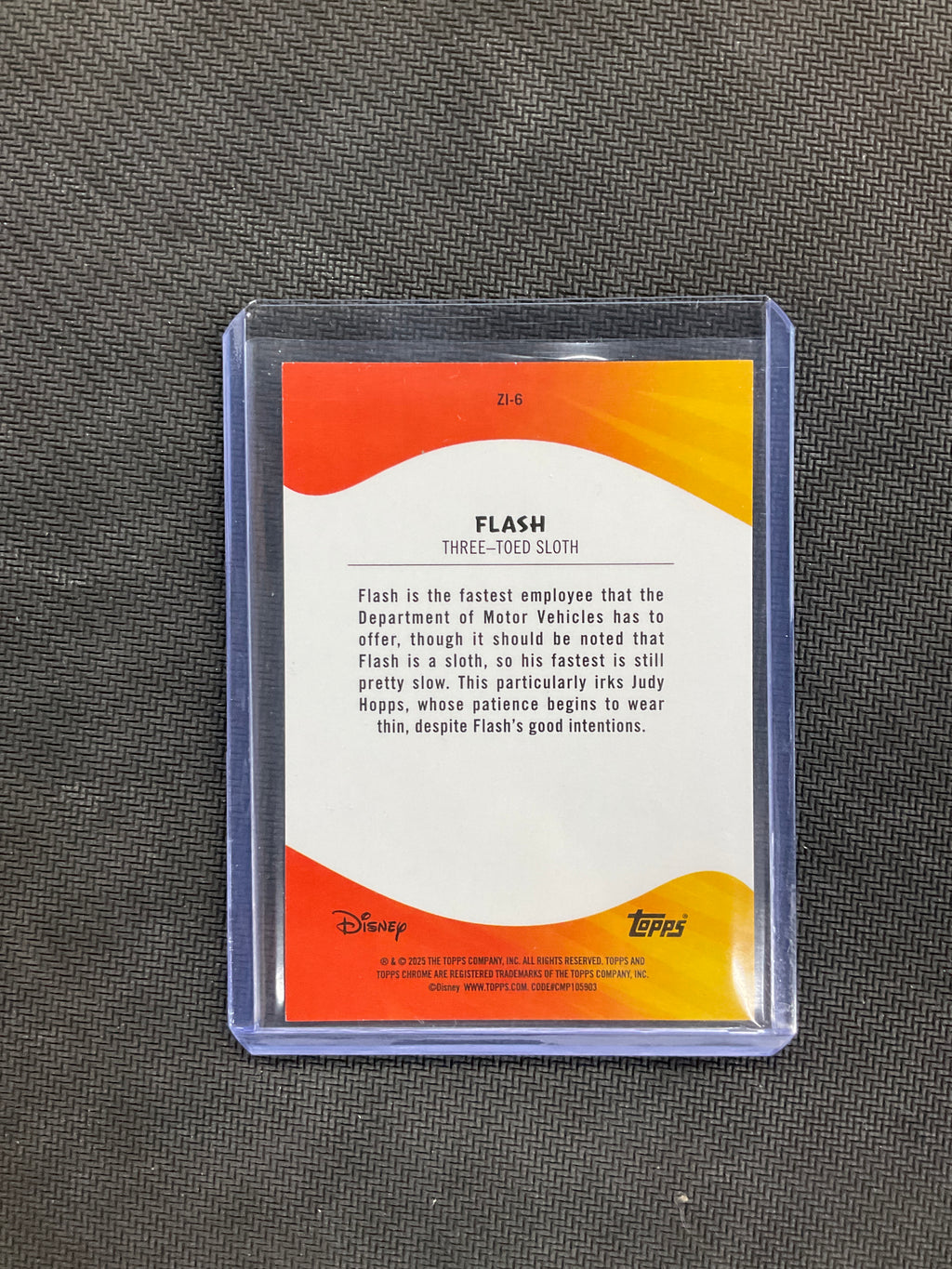 2025 Topps Chrome Disney Zootopia Icons Flash Orange Refractor /25 #ZI-6