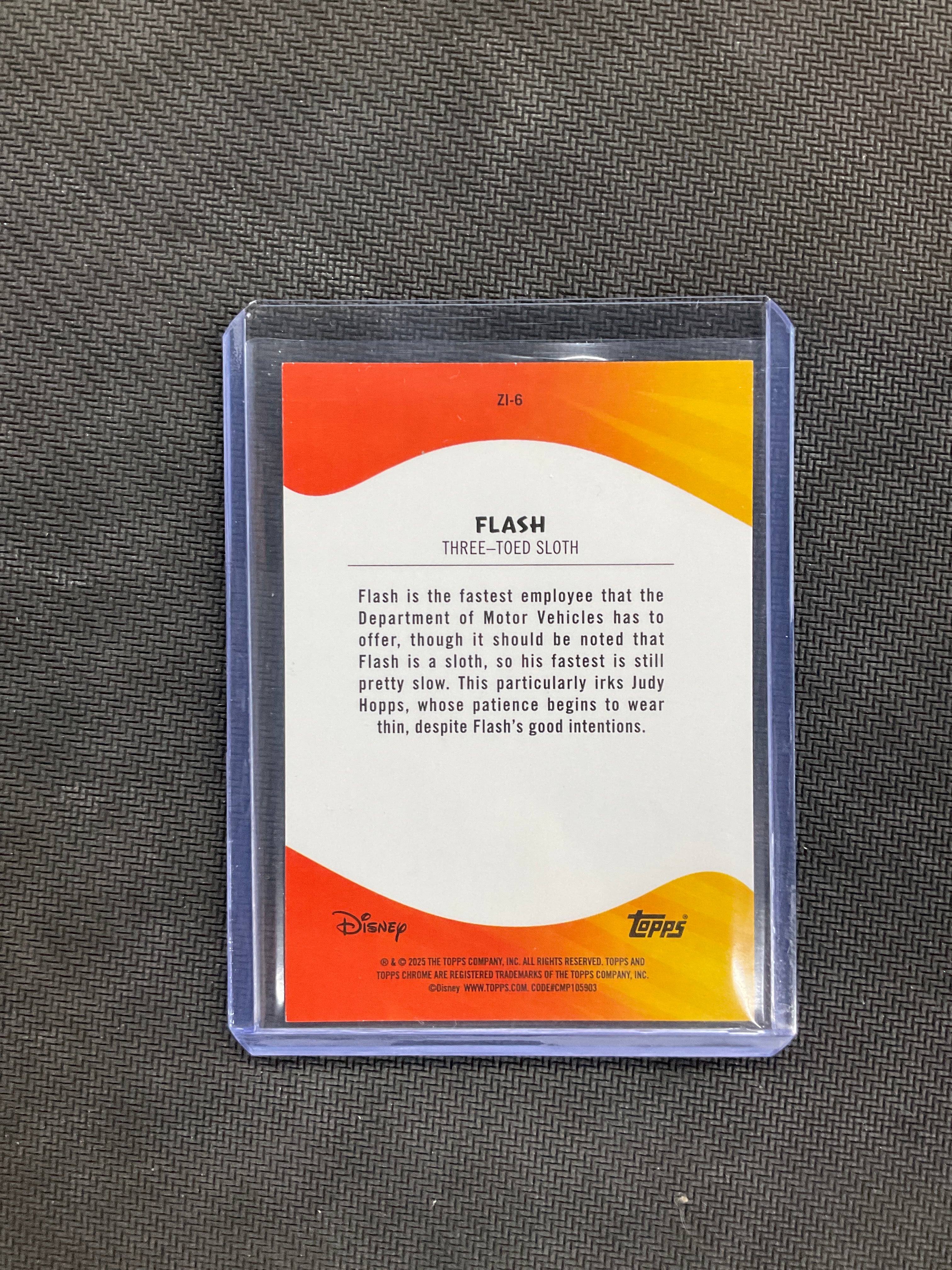 2025 Topps Chrome Disney Zootopia Icons Flash Orange Refractor /25 #ZI-6