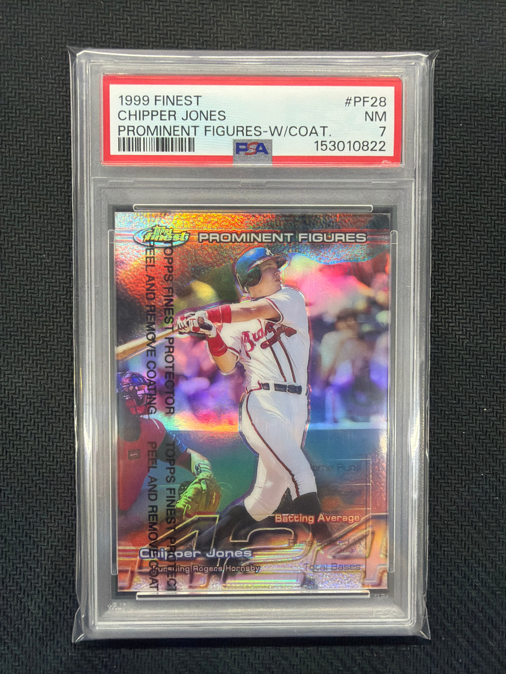 1999 Topps Finest Chipper Jones Refractor With Coating PSA 7 Braves