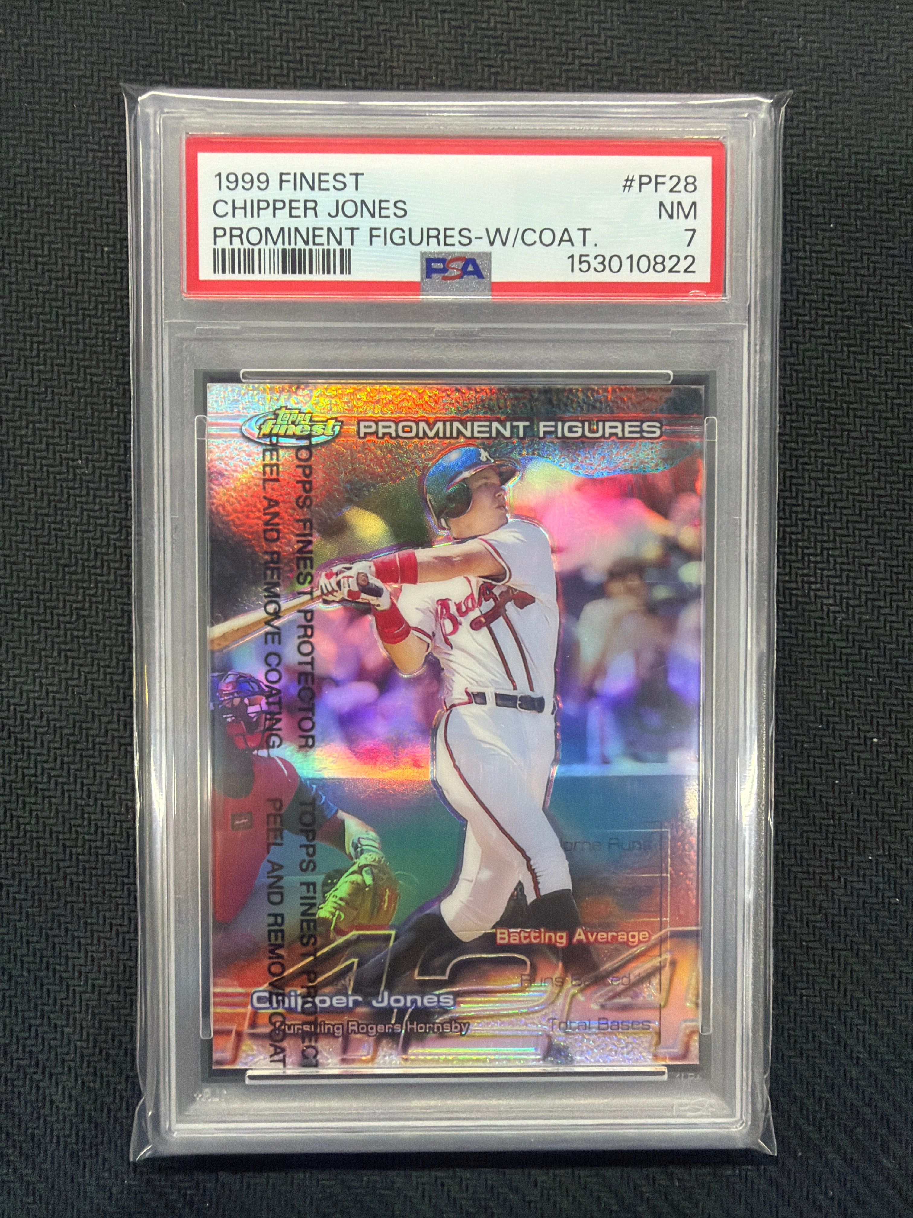 1999 Topps Finest Chipper Jones Refractor With Coating PSA 7 Braves